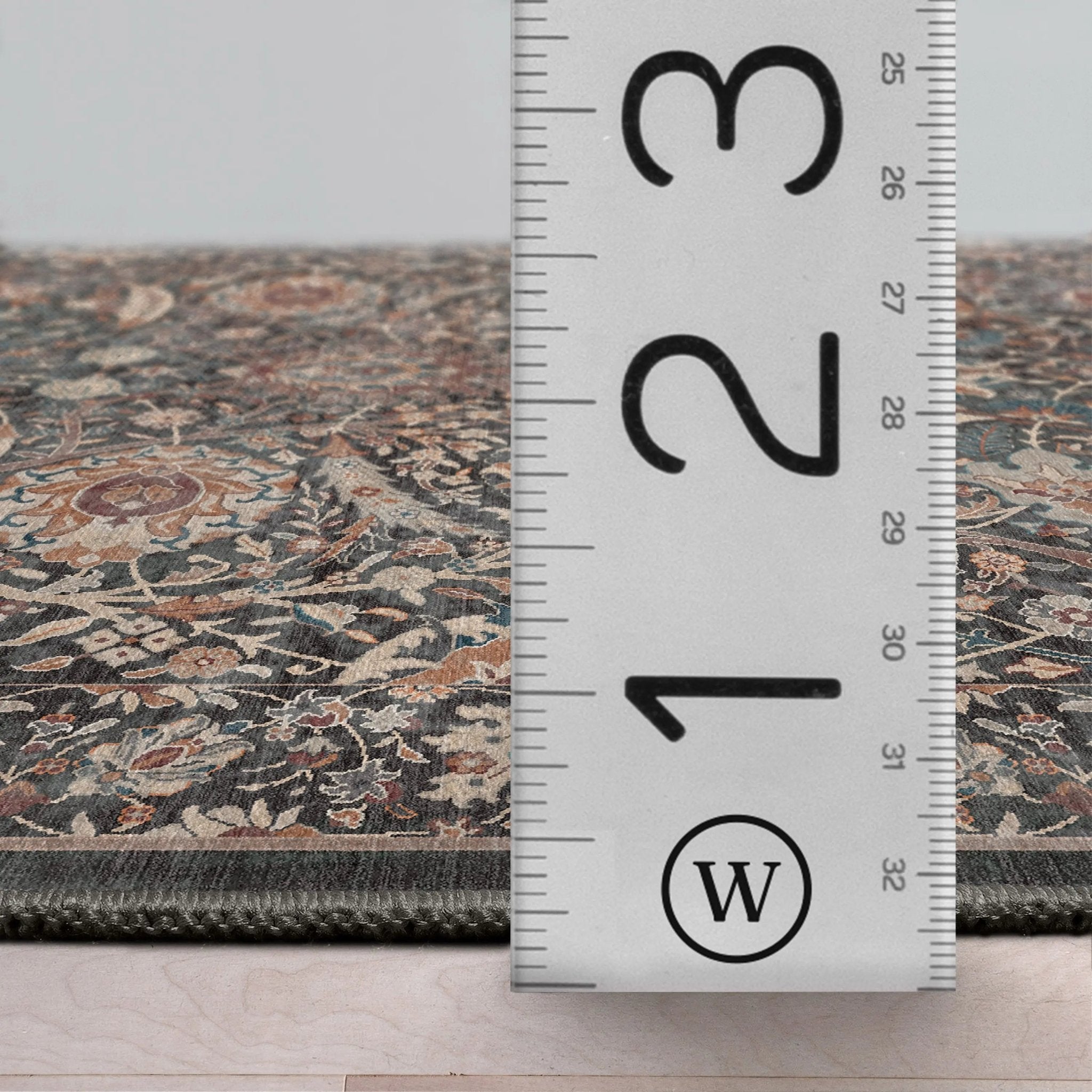 Liana Vintage Oriental Charcoal Grey Flat-Weave Rug Well Woven