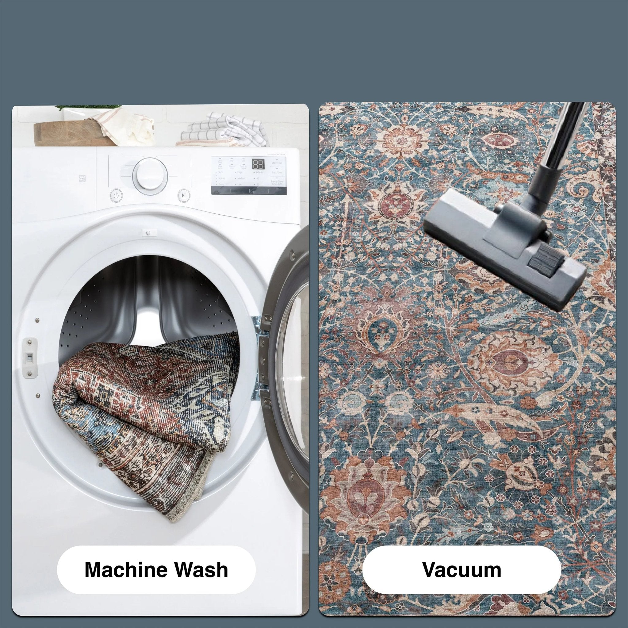 Liana Vintage Oriental Teal Flat-Weave Rug Well Woven