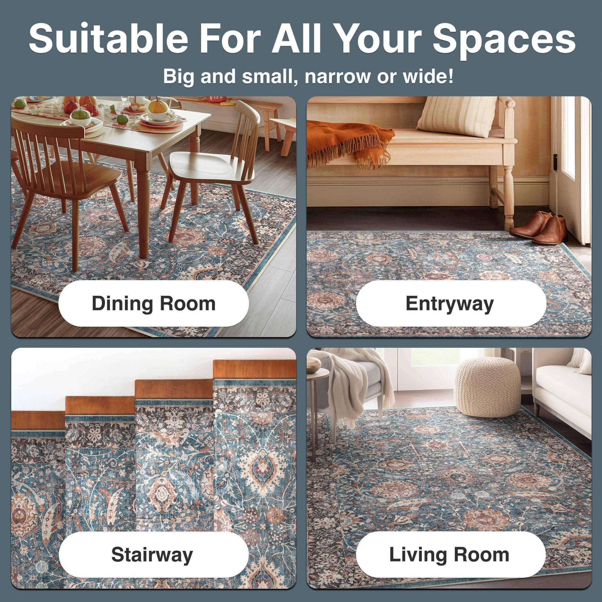 Liana Vintage Oriental Teal Flat-Weave Rug Well Woven