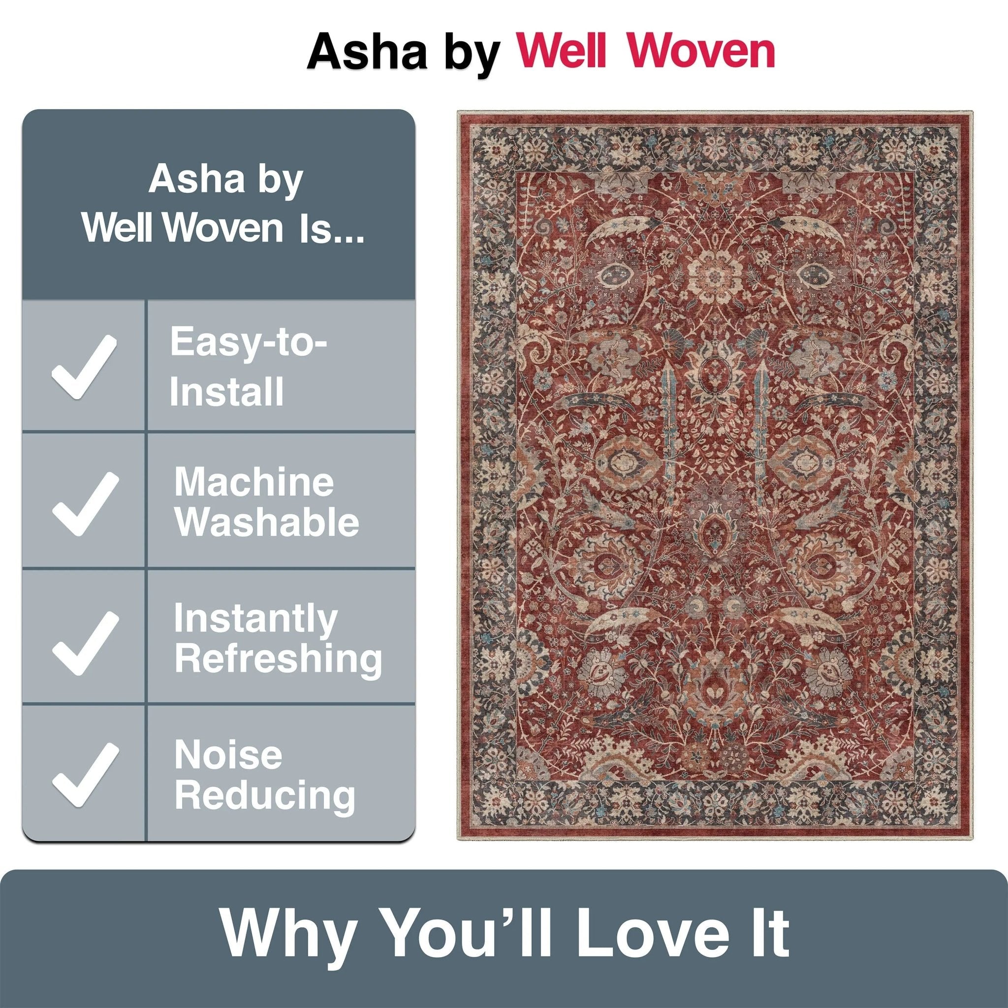 Liana Vintage Oriental Red Flat-Weave Rug Well Woven