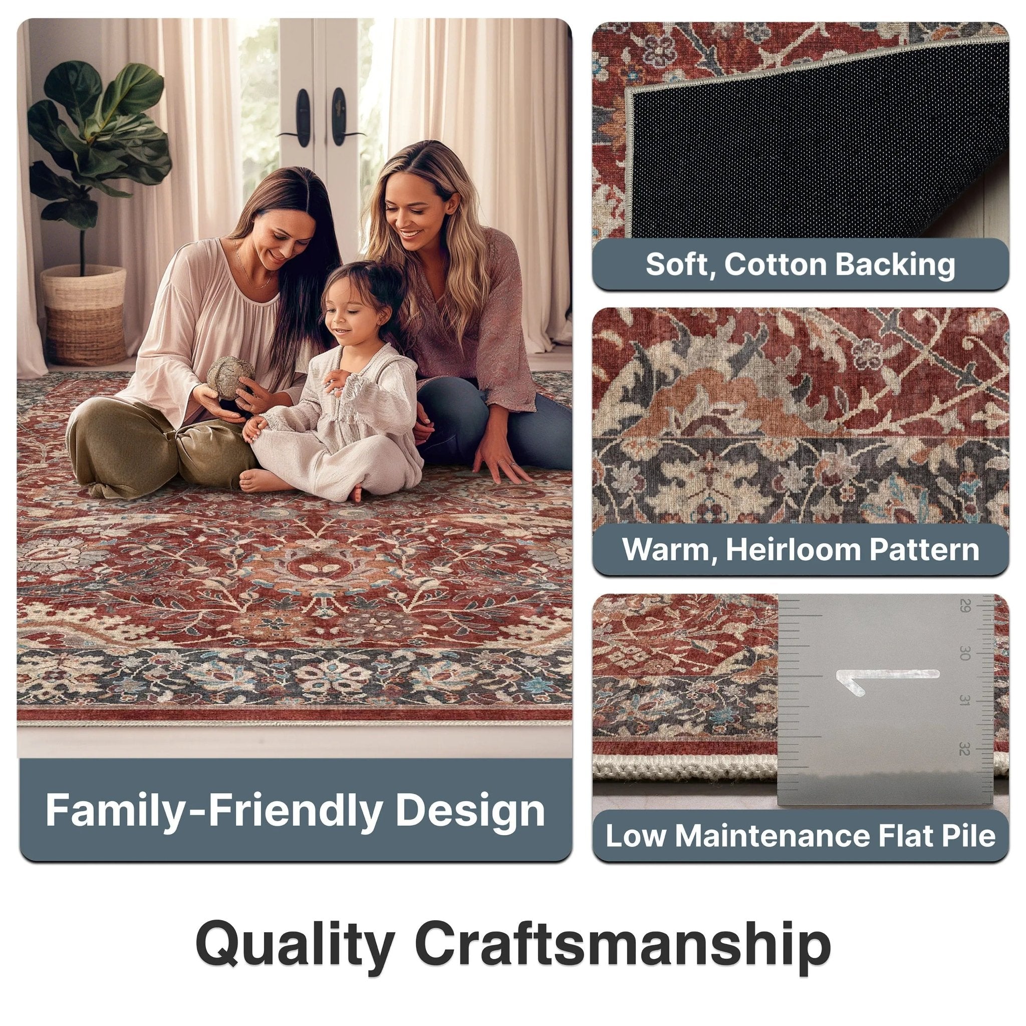 Liana Vintage Oriental Red Flat-Weave Rug Well Woven