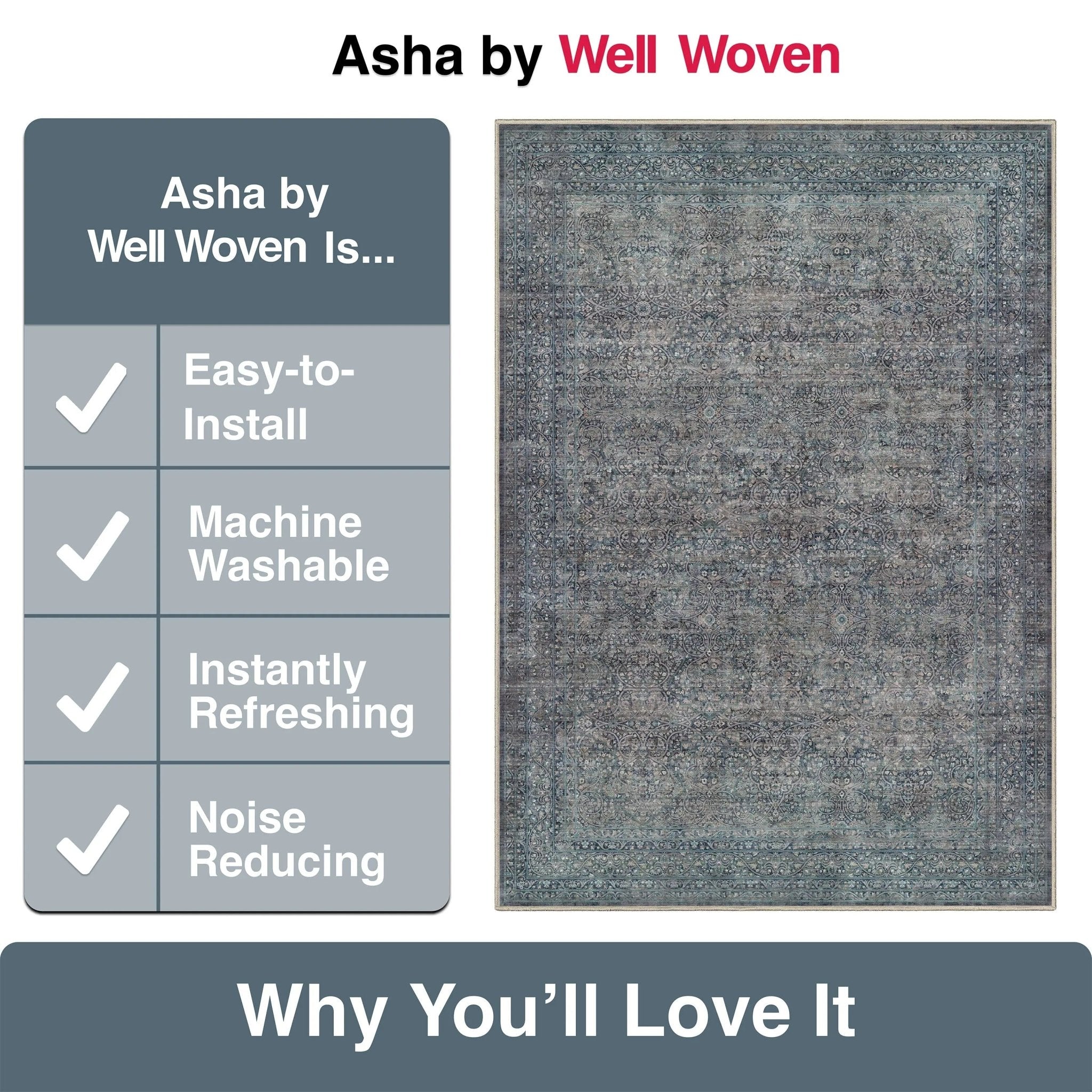 Juliette Vintage Persian Oriental Blue Flat-Weave Rug Well Woven