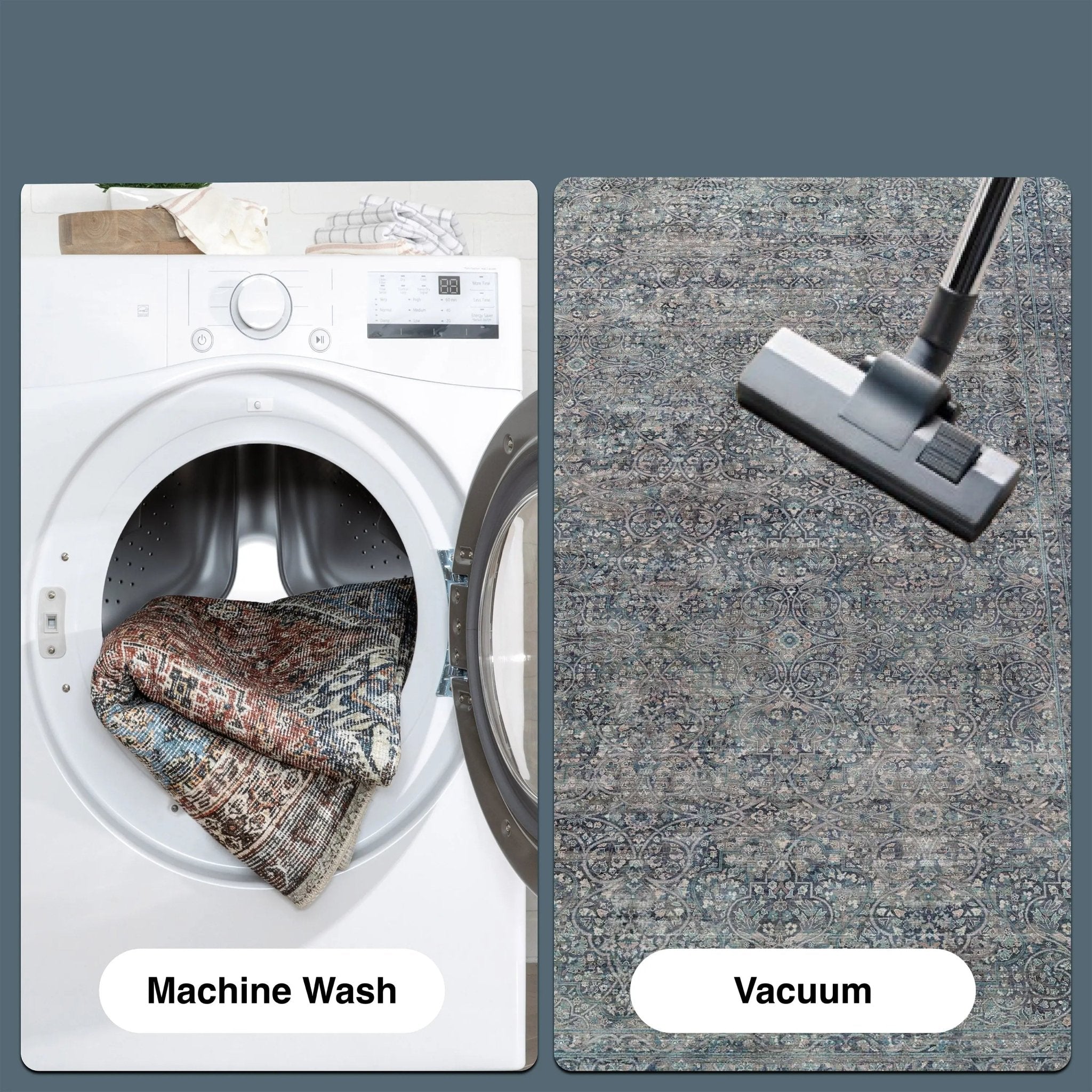 Juliette Vintage Persian Oriental Blue Flat-Weave Rug Well Woven