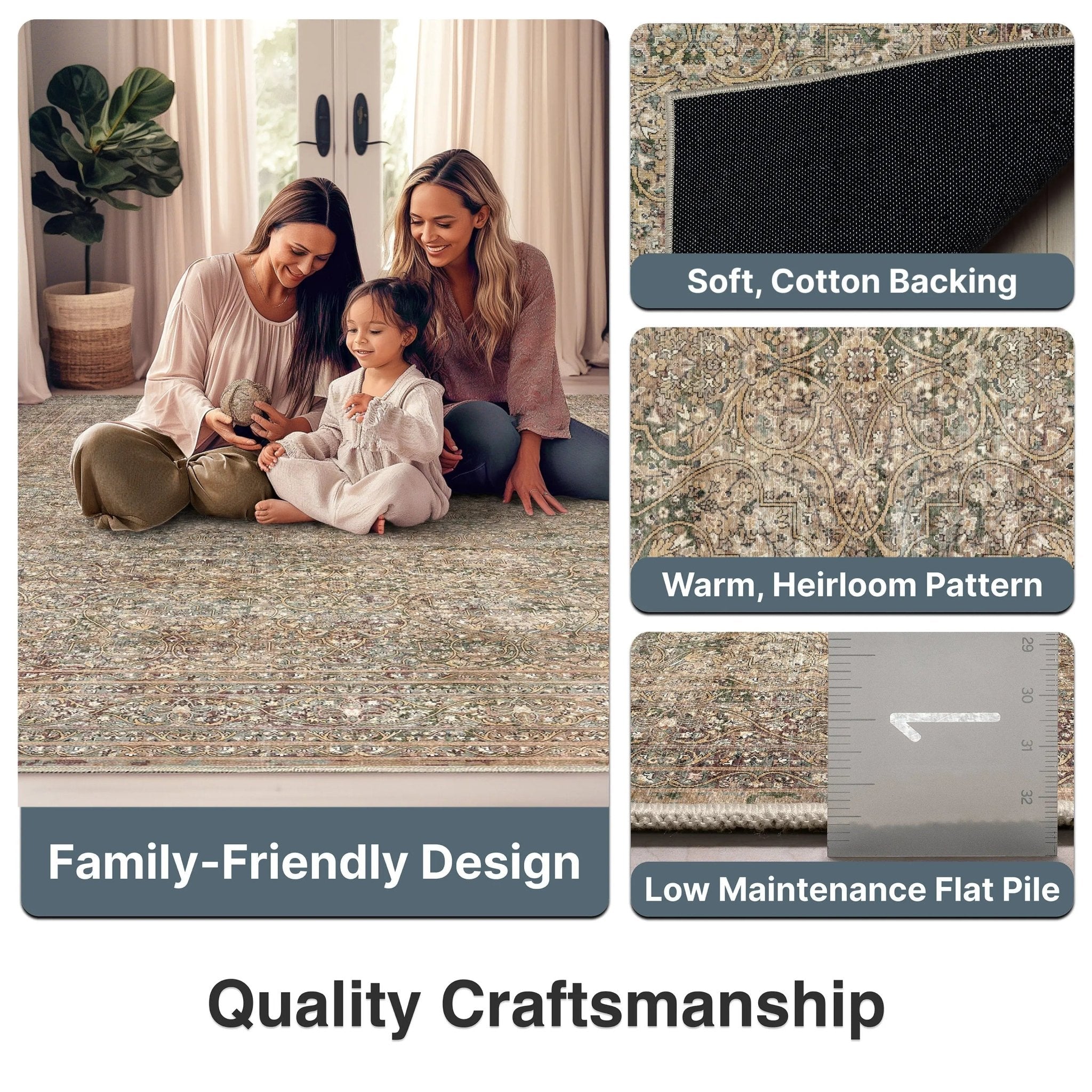 Juliette Vintage Persian Oriental Beige Flat-Weave Rug Well Woven