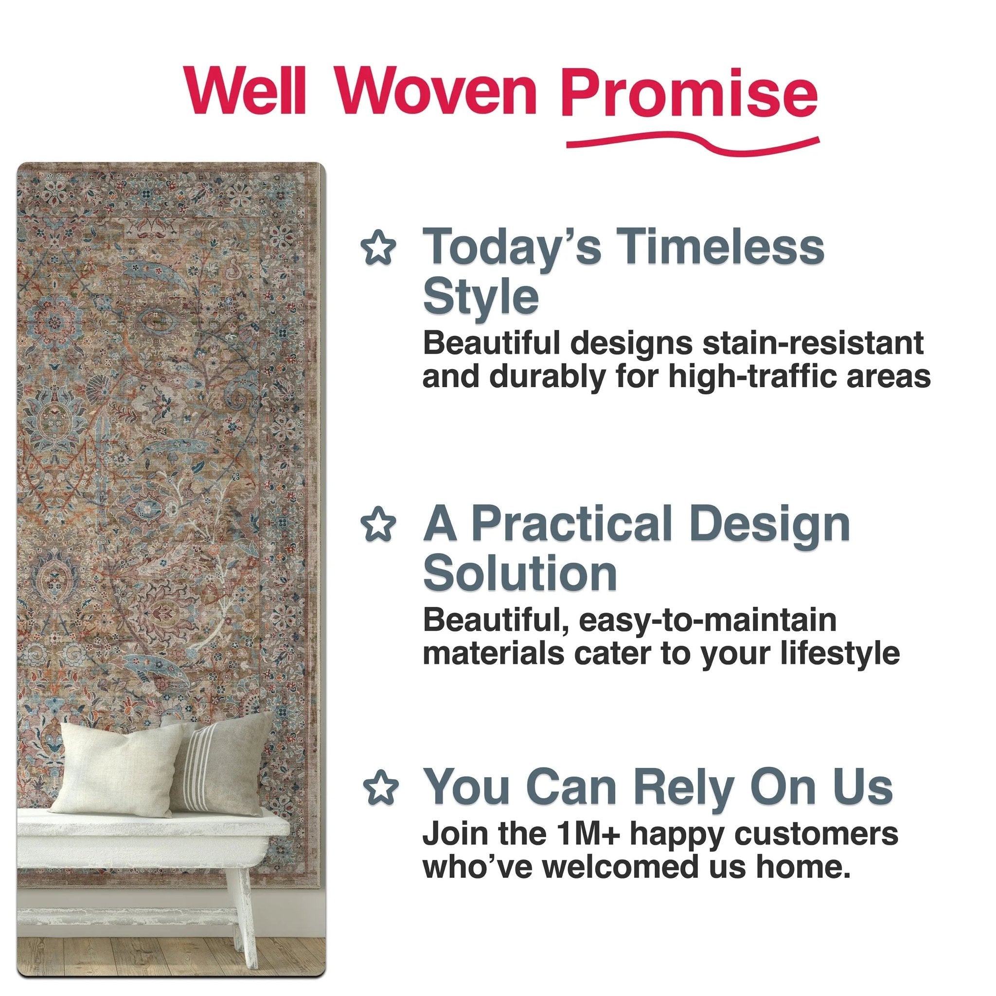 Emilia Vintage Persian Floral Blue Flat-Weave Rug Well Woven