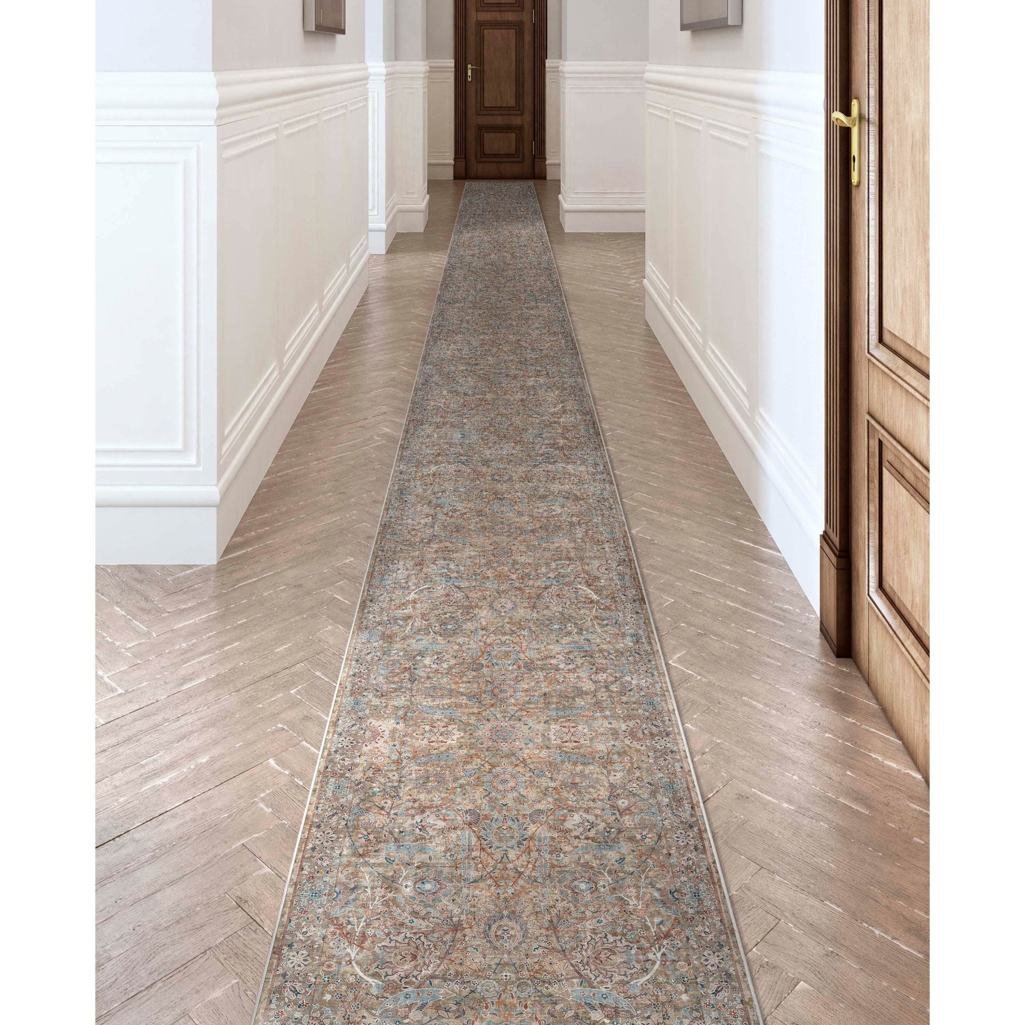 Custom Size Runner Emilia Vintage Persian Oriental Blue Choose Your Width x Choose Your Length Hallway Runner Rug Well Woven