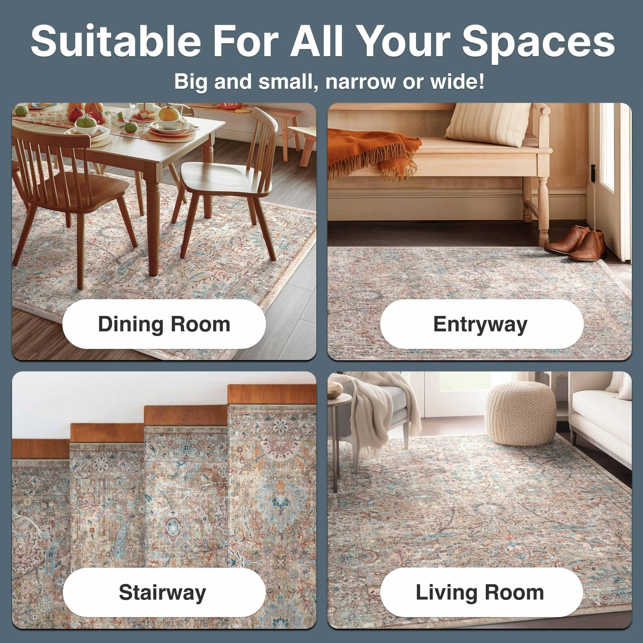 Emilia Vintage Persian Floral Ivory Flat-Weave Rug Well Woven