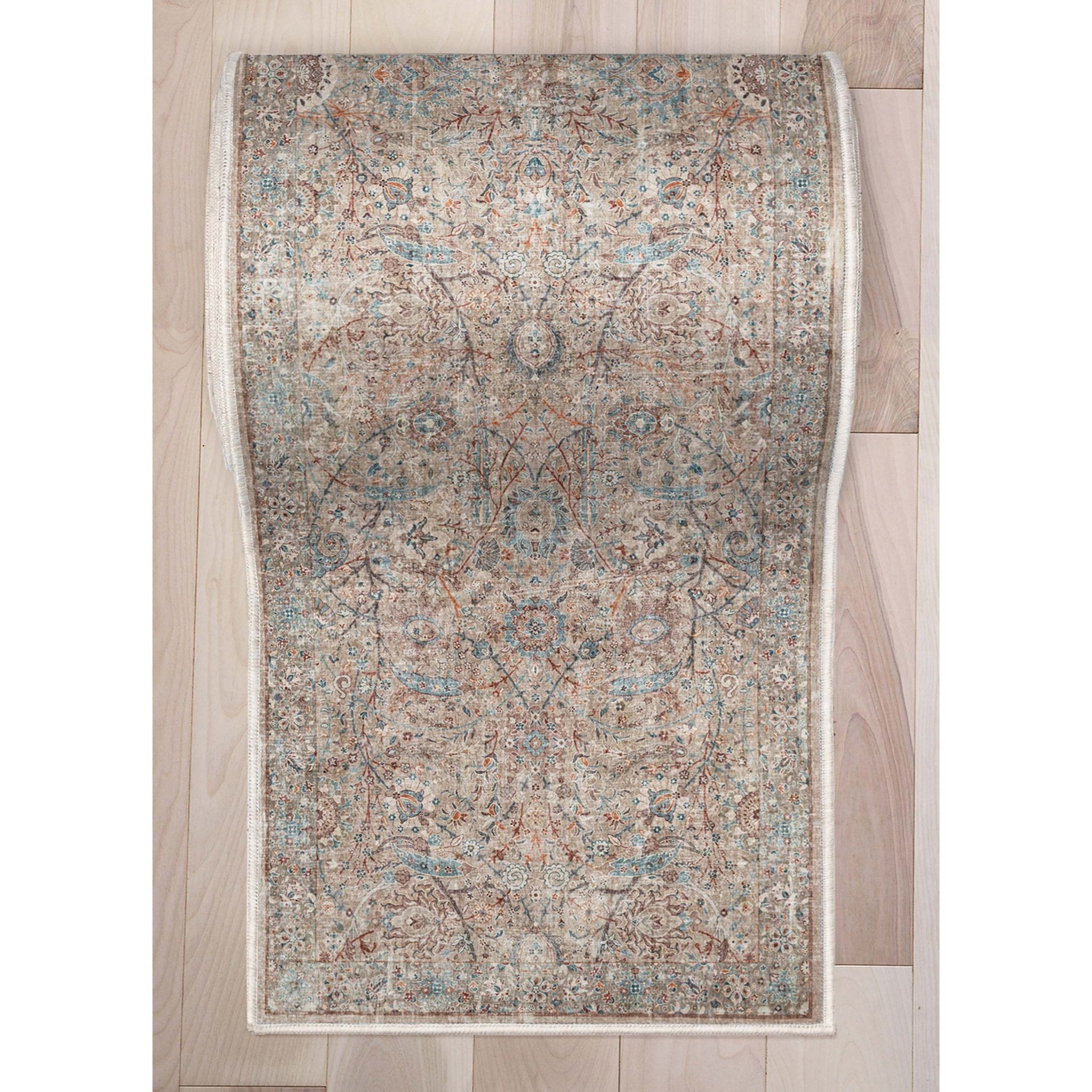 Custom Size Runner Emilia Vintage Persian Oriental Ivory Choose Your Width x Choose Your Length Hallway Runner Rug Well Woven