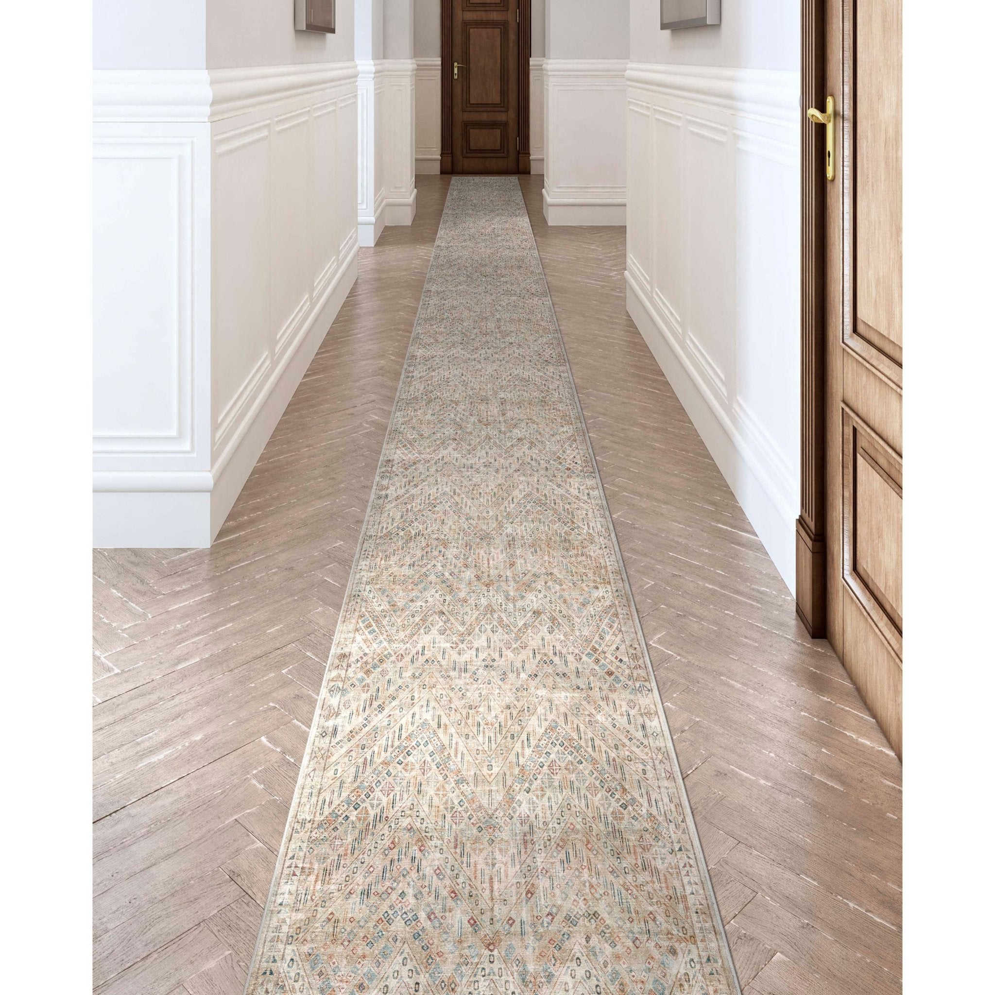 Custom Size Runner Anya Vintage Tribal Ivory Choose Your Width x Choose Your Length Hallway Runner Rug Well Woven