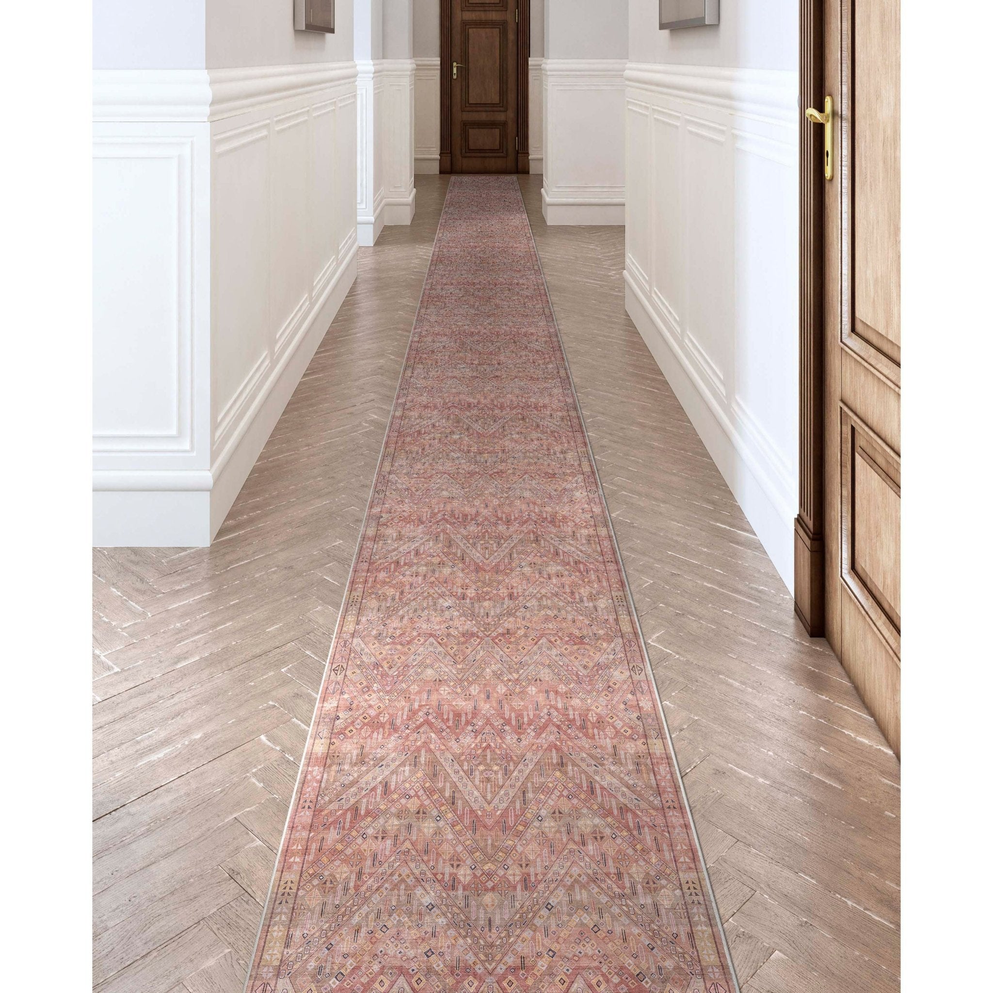 Custom Size Runner Anya Vintage Tribal Red Choose Your Width x Choose Your Length Hallway Runner Rug Well Woven