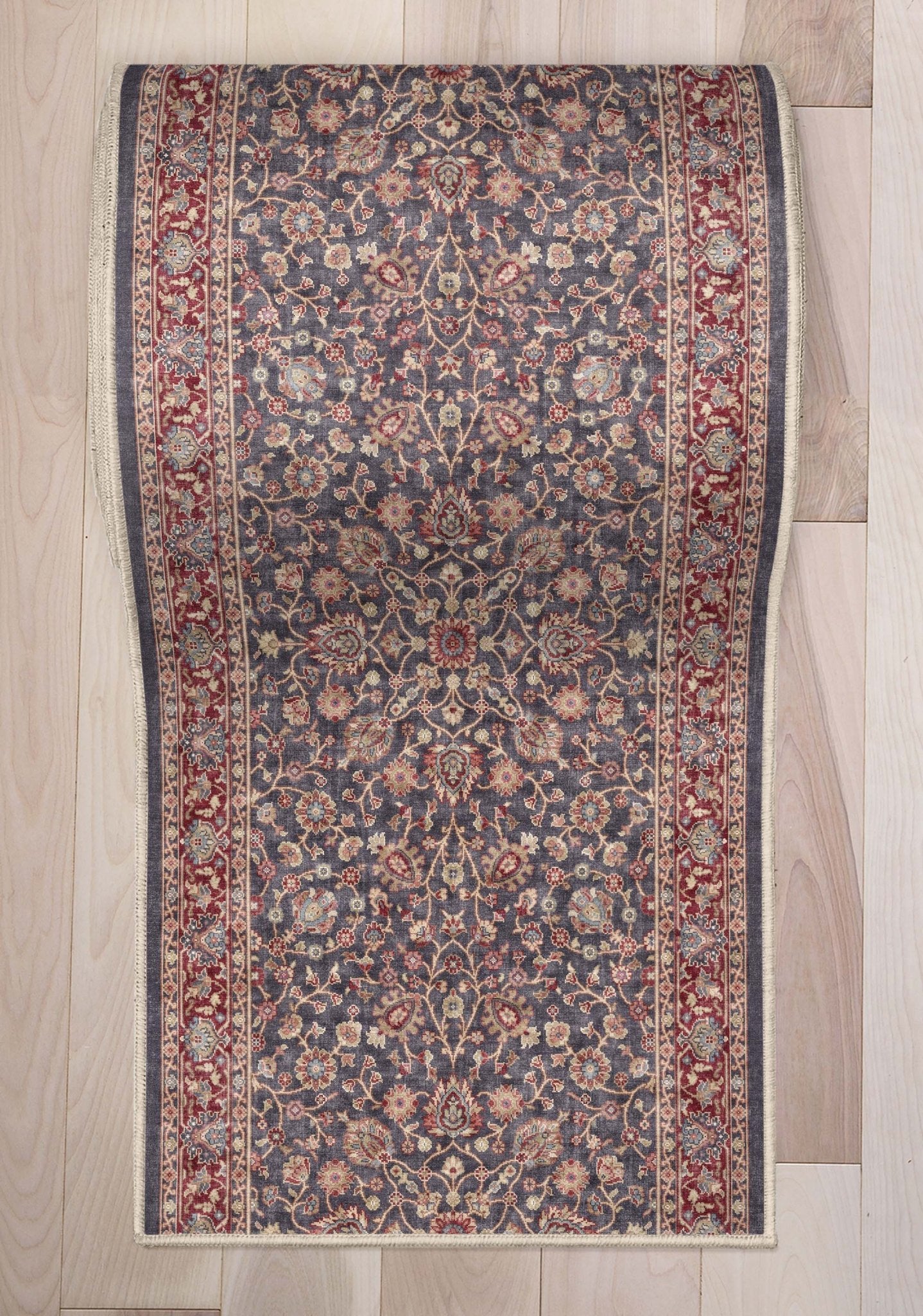 Custom Size Hallway & Stair Runner Rome Vintage Oriental Floral Navy Blue Red Choose Your Width x Choose Your Runner Length Well Woven