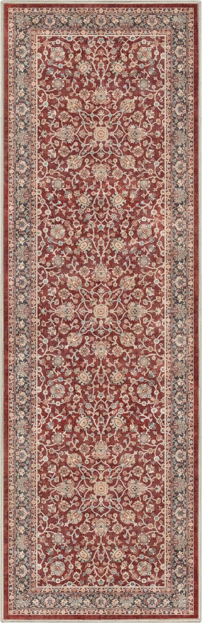 Red - Rome Vintage Oriental Floral Flat-Weave Rug - Well Woven