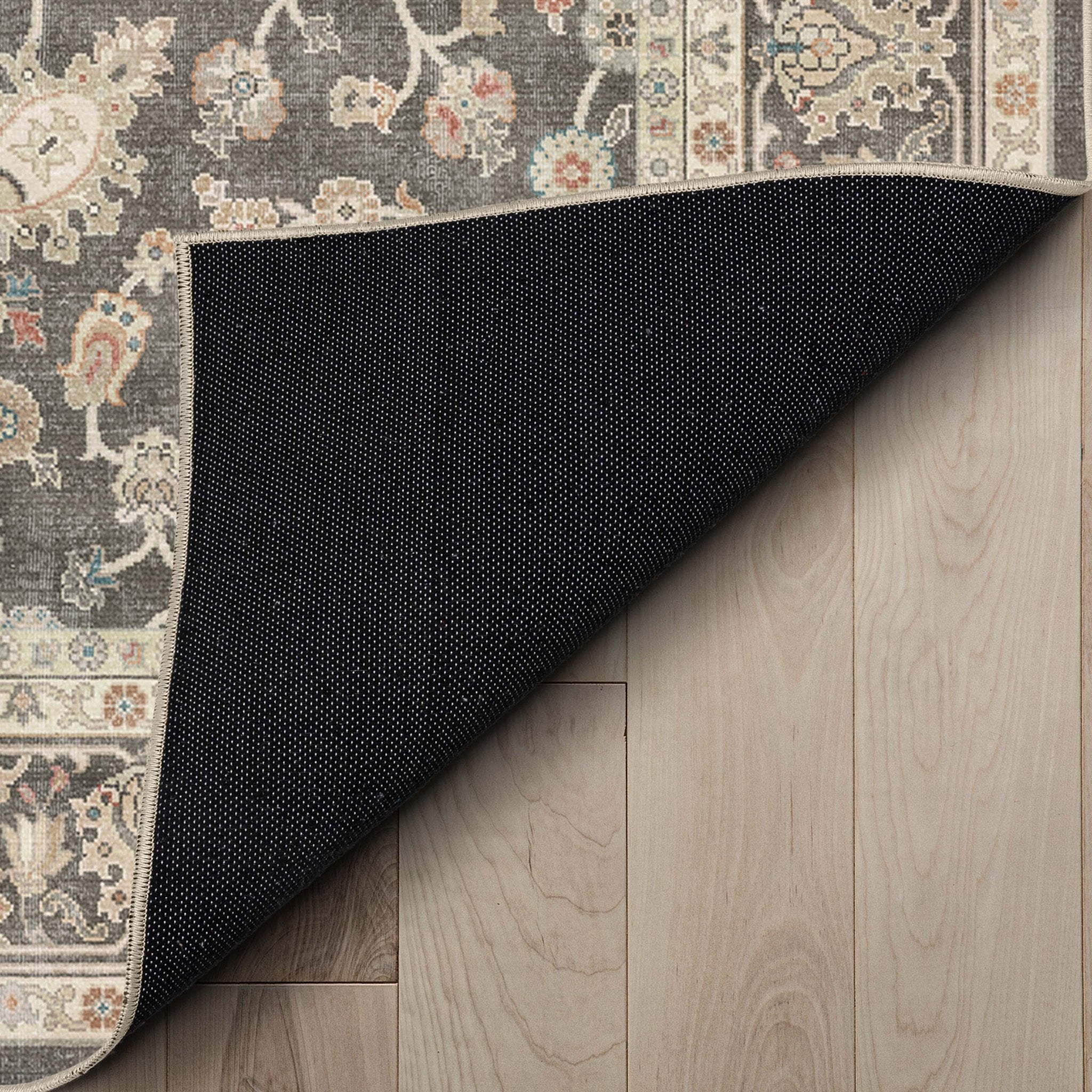 Charcoal Brown - Rome Vintage Oriental Floral Flat-Weave Rug - Well Woven