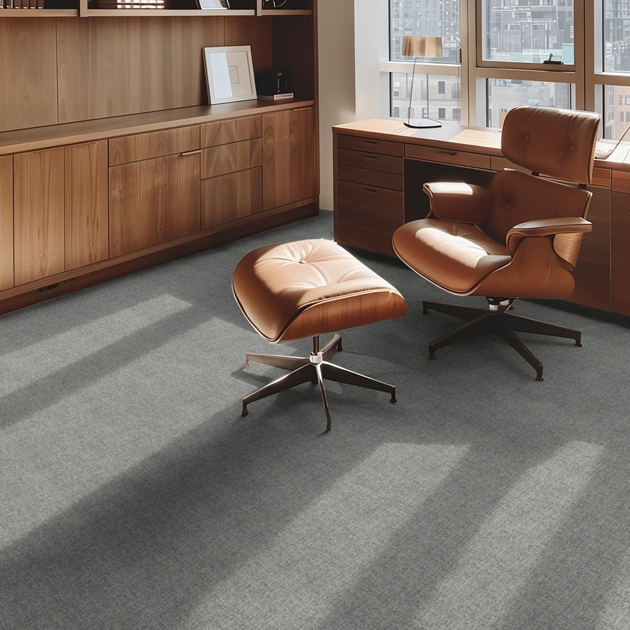 Wilfred Custom Rug - Monochrome Hatch , Low Pile, Easy  Clean, Personalized Sizes - Well Woven - monochrome rug in an office