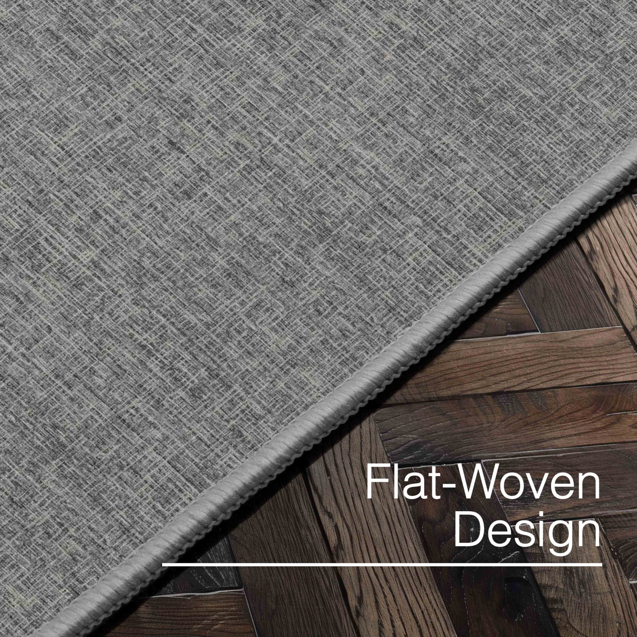 Wilfred Custom Rug - Monochrome Hatch , Low Pile, Easy  Clean, Personalized Sizes - Well Woven - a low-profile grey rug