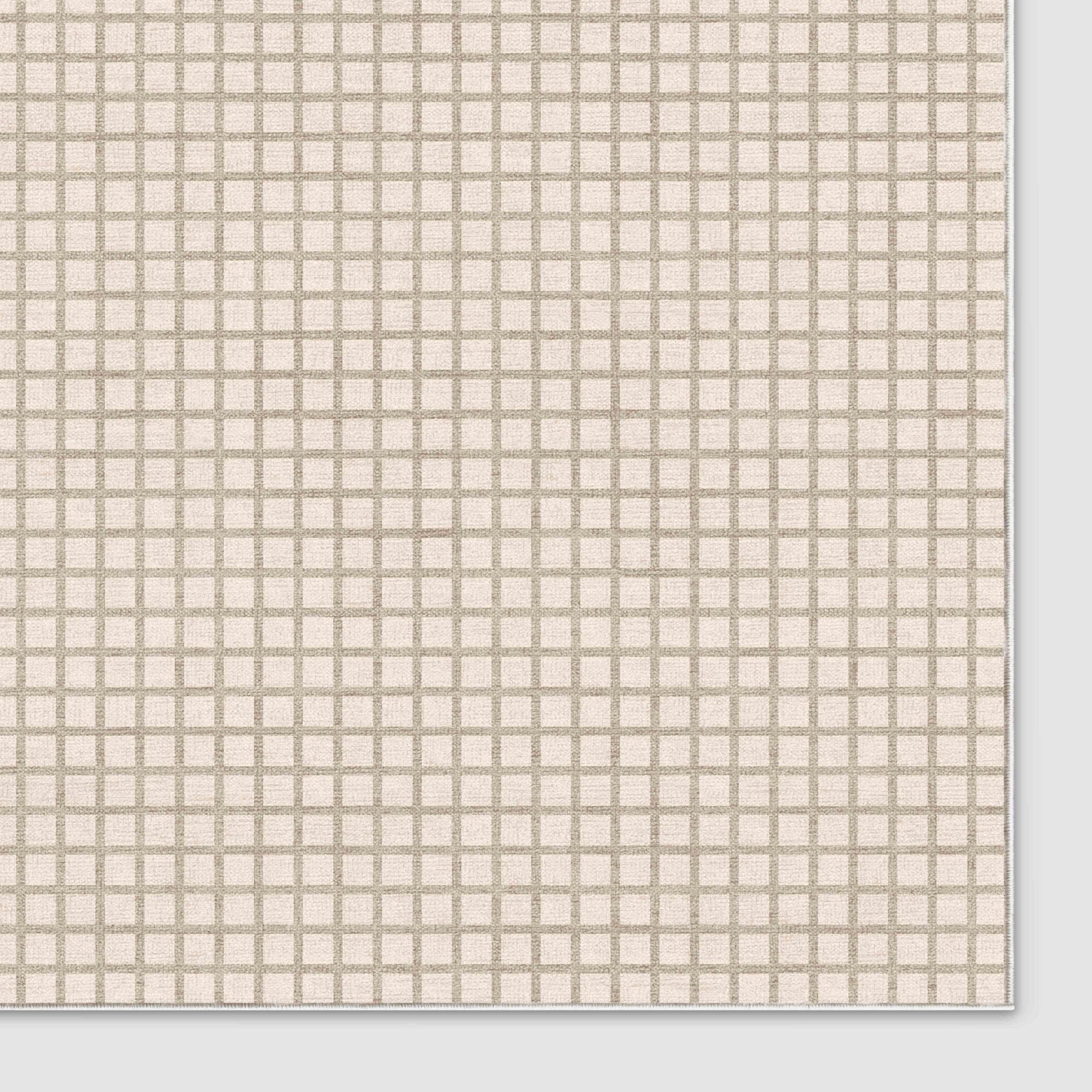 Ulfred Custom Rug - Monochrome Grid , Low Pile, Easy  Clean, Personalized Sizes - Well Woven - cream rug corner on white