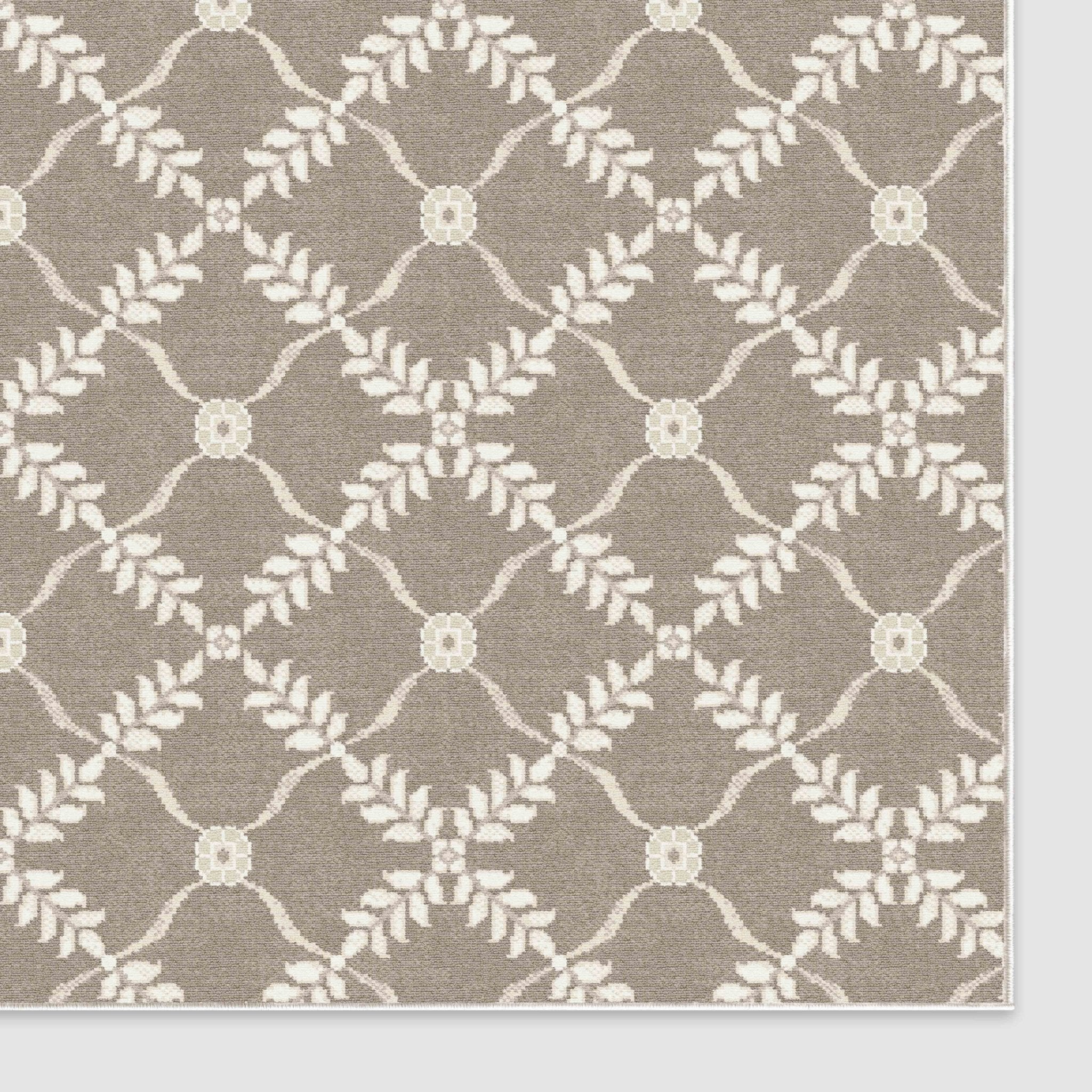 Well Woven - Aldwyn Beige Custom Rug - rug corner on white