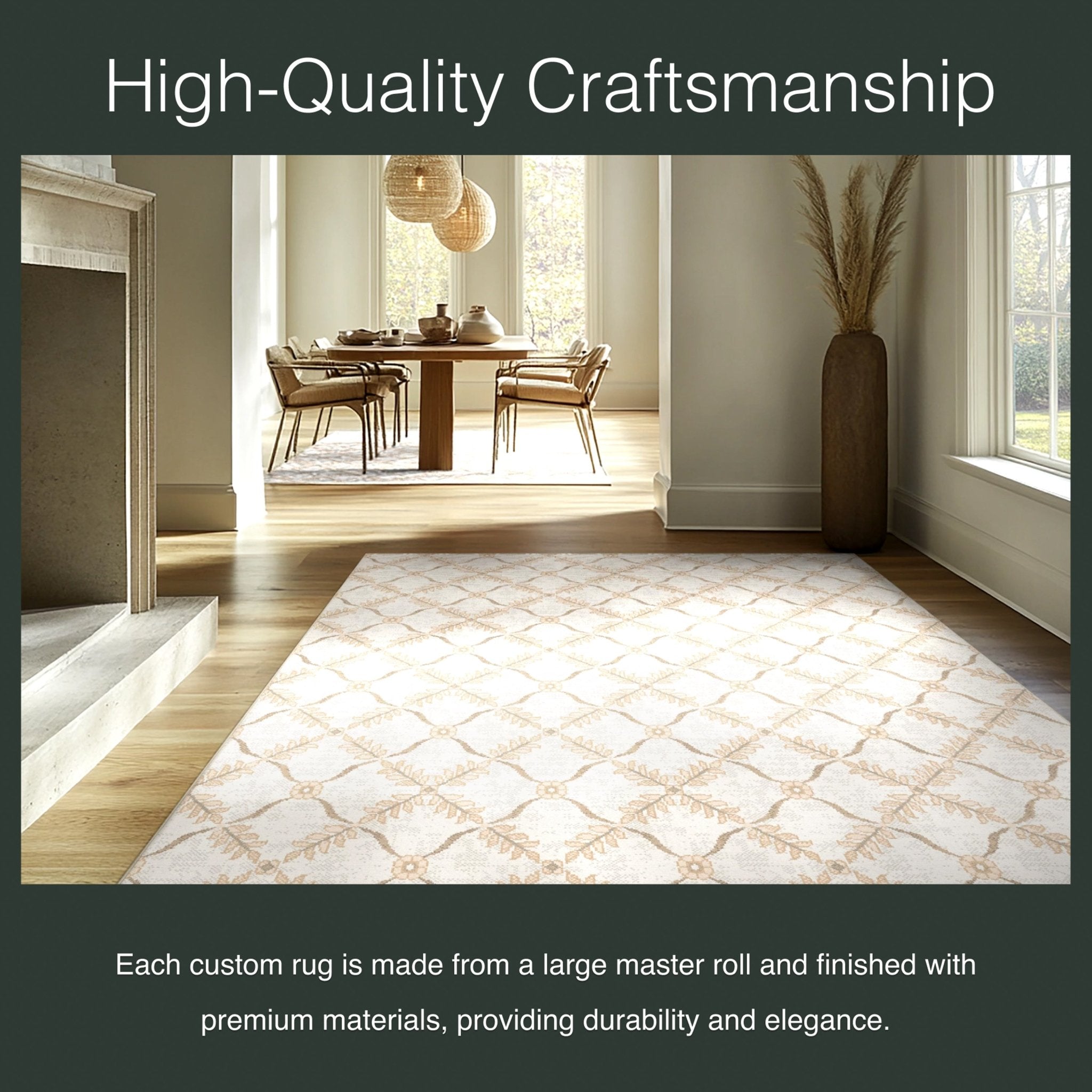 Well Woven - Aldwyn Cream Custom Rug - In a living area