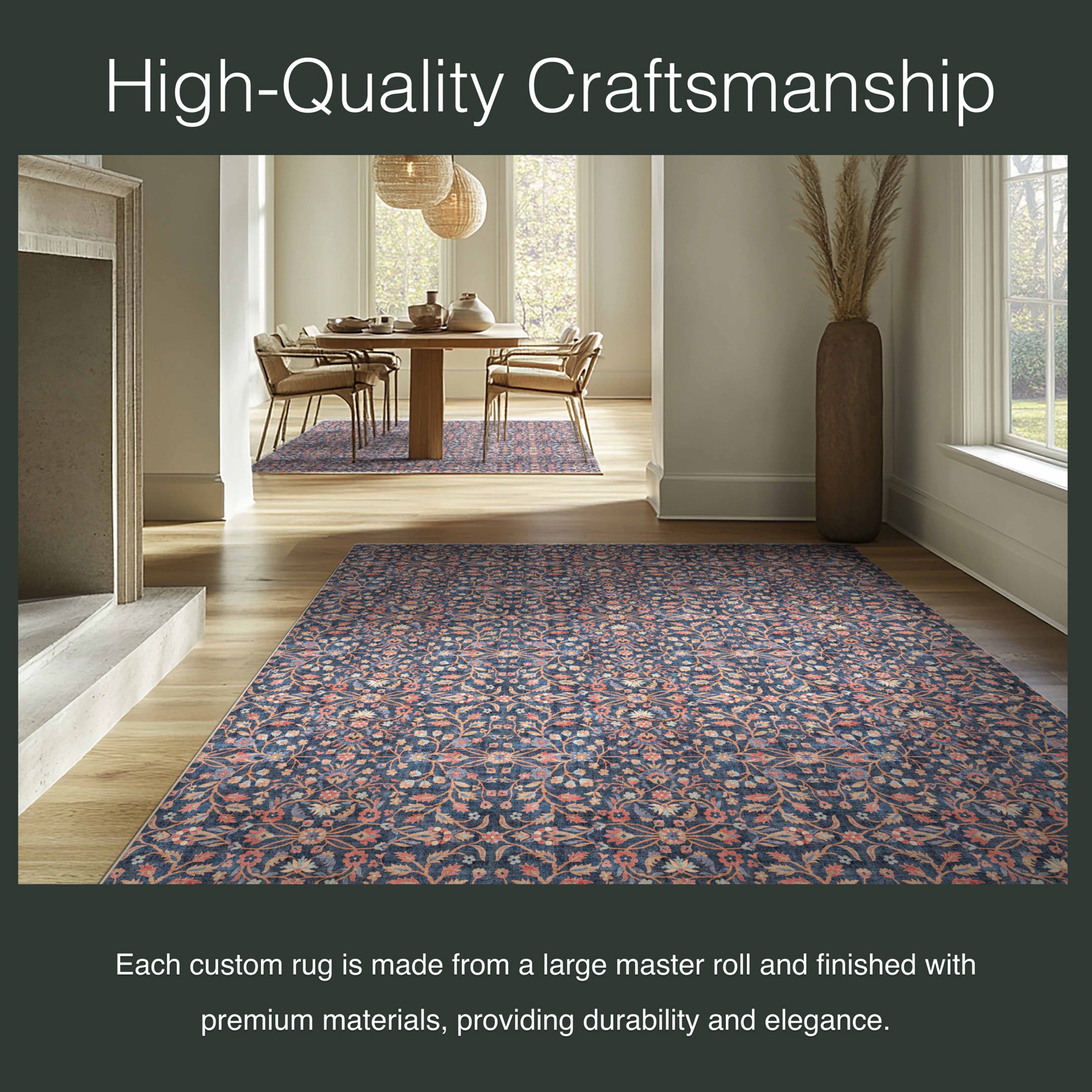 Multi - Jorunn Custom Rug - Botanical Flat-Pile, Personalized Sizes, Easy Maintenance Well Woven