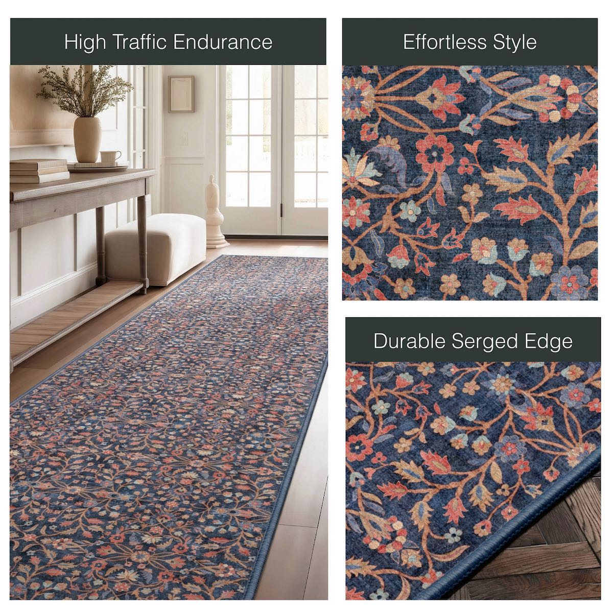 Multi - Jorunn Custom Rug - Botanical Flat-Pile, Personalized Sizes, Easy Maintenance Well Woven