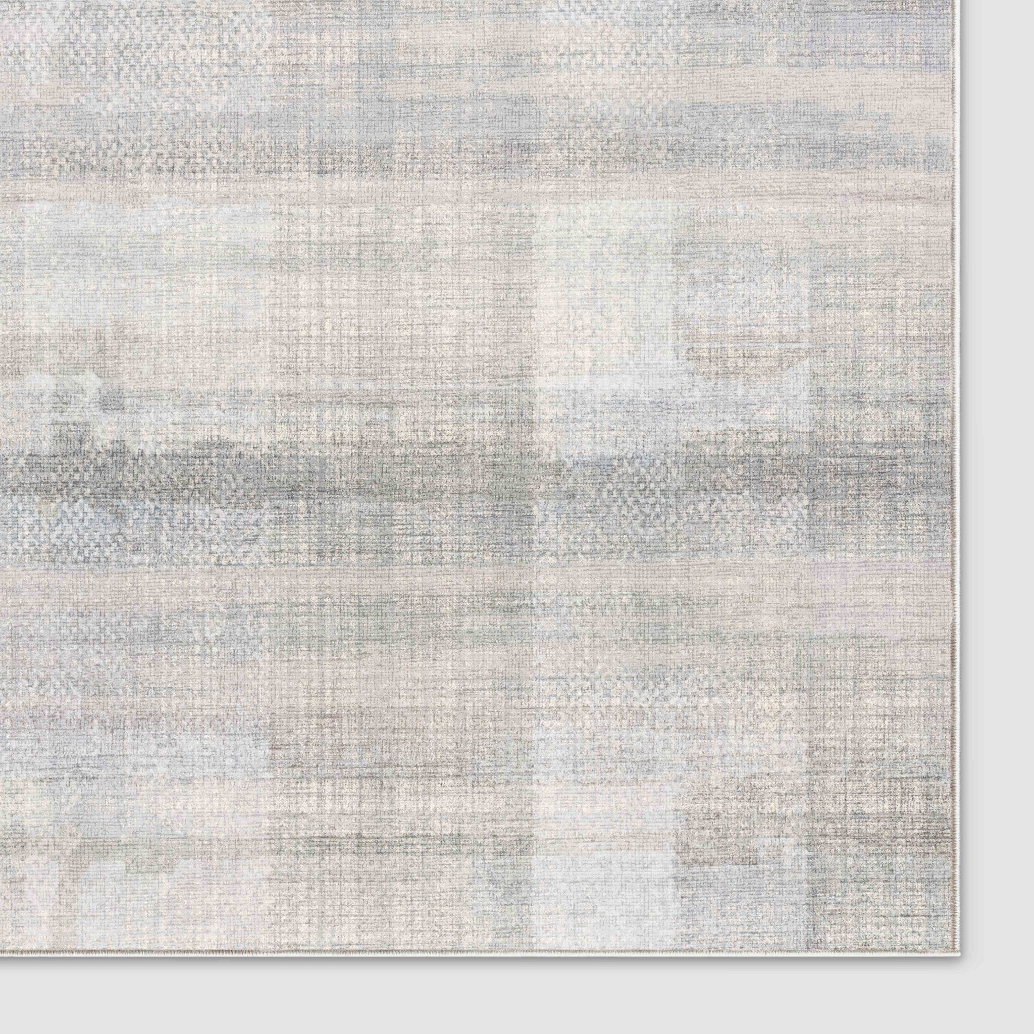 Well Woven - Penda Custom Rug - Cream and Light Grey rug corner on white