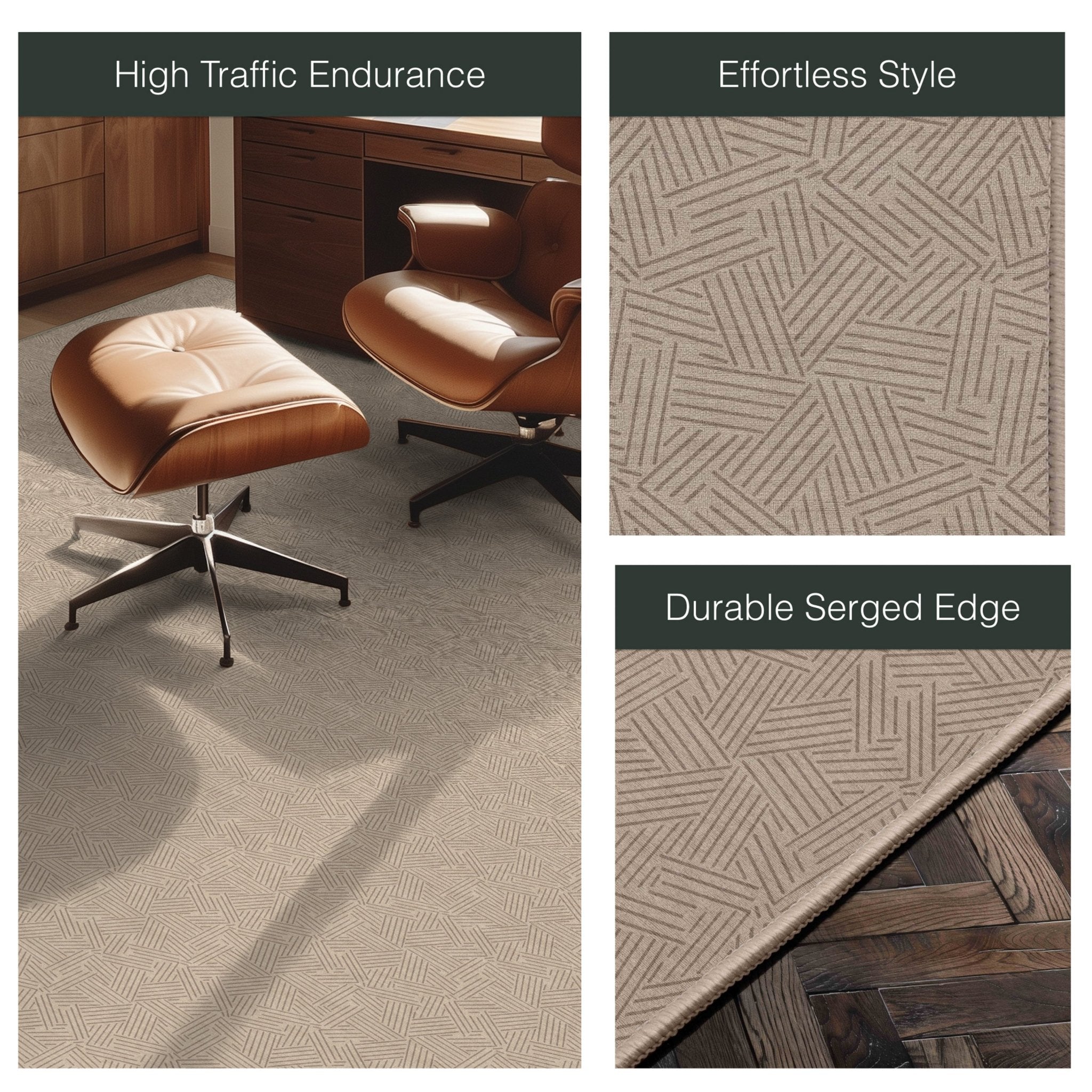 Sigrid Custom Rug - Well Woven - Dark beige rug in an office
