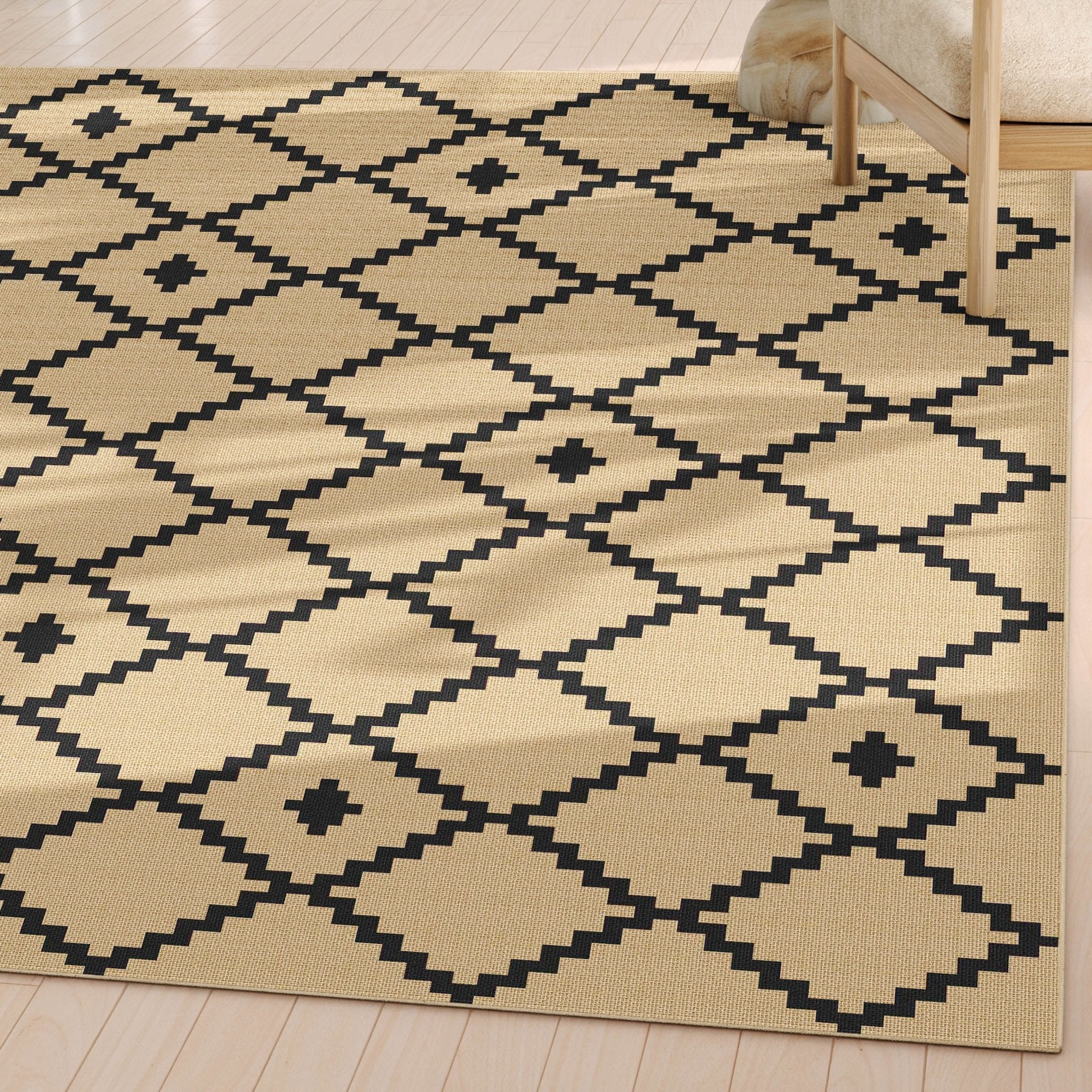 Well-Jute Akita Moroccan Lattice Flatweave Rug Well Woven