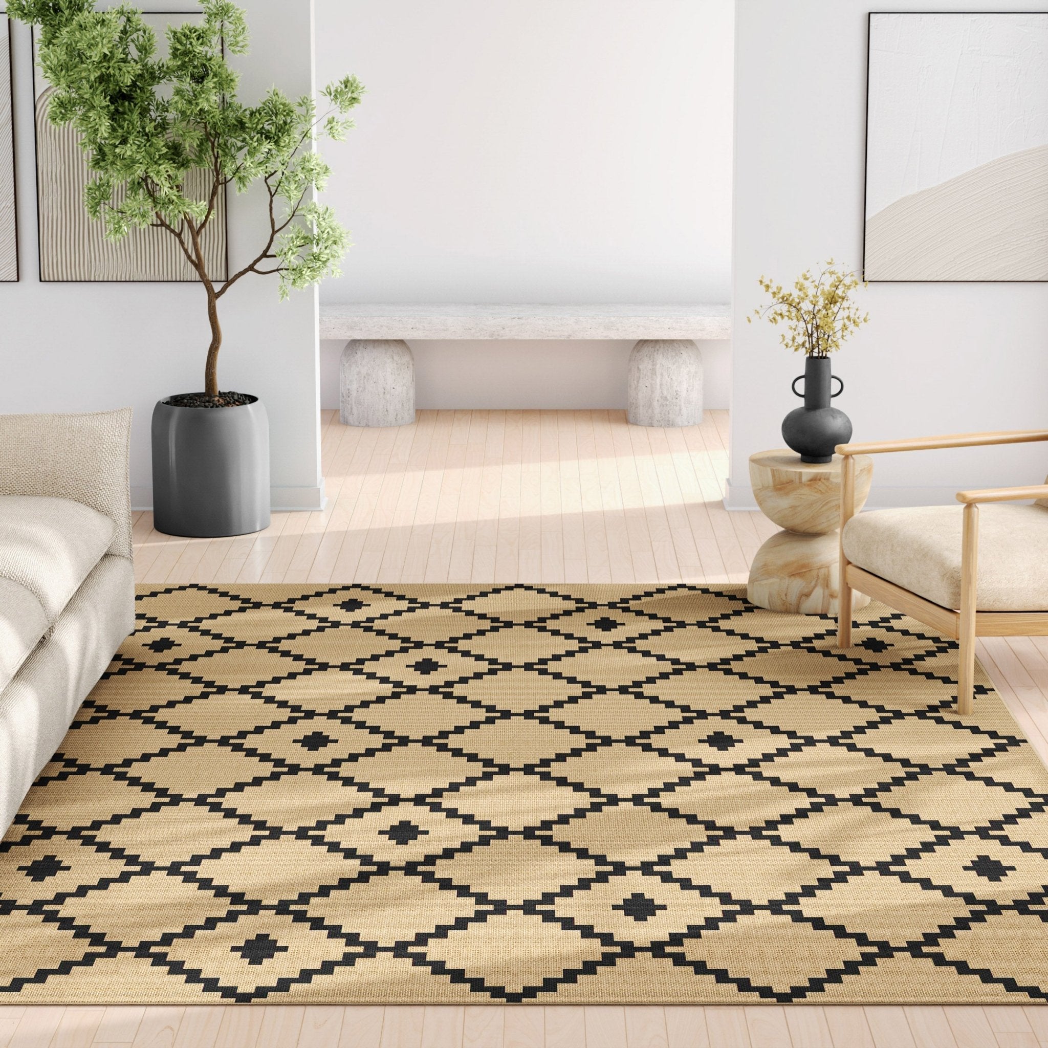 Well-Jute Akita Moroccan Lattice Flatweave Rug Well Woven
