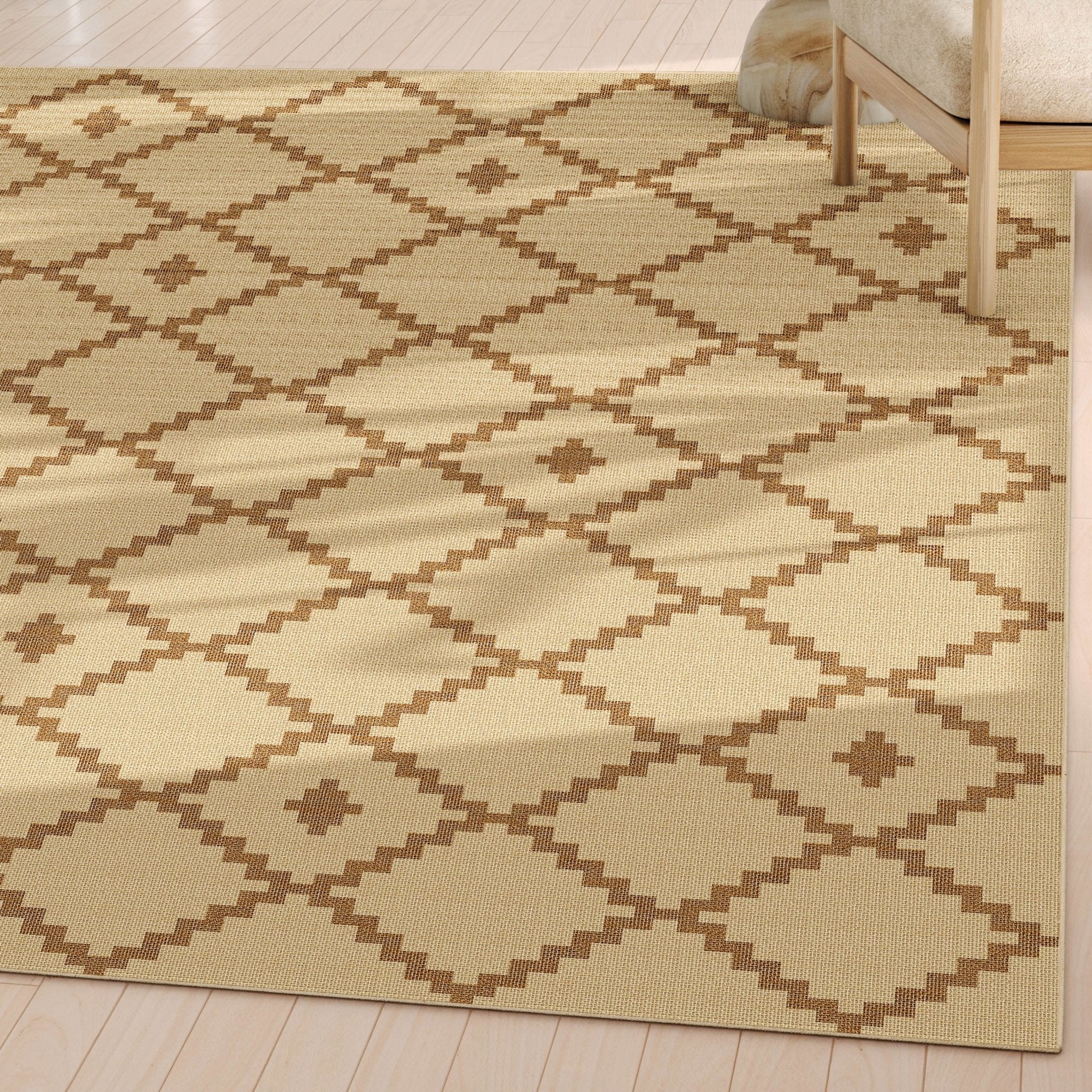 Well-Jute Akita Moroccan Lattice Flatweave Rug Well Woven