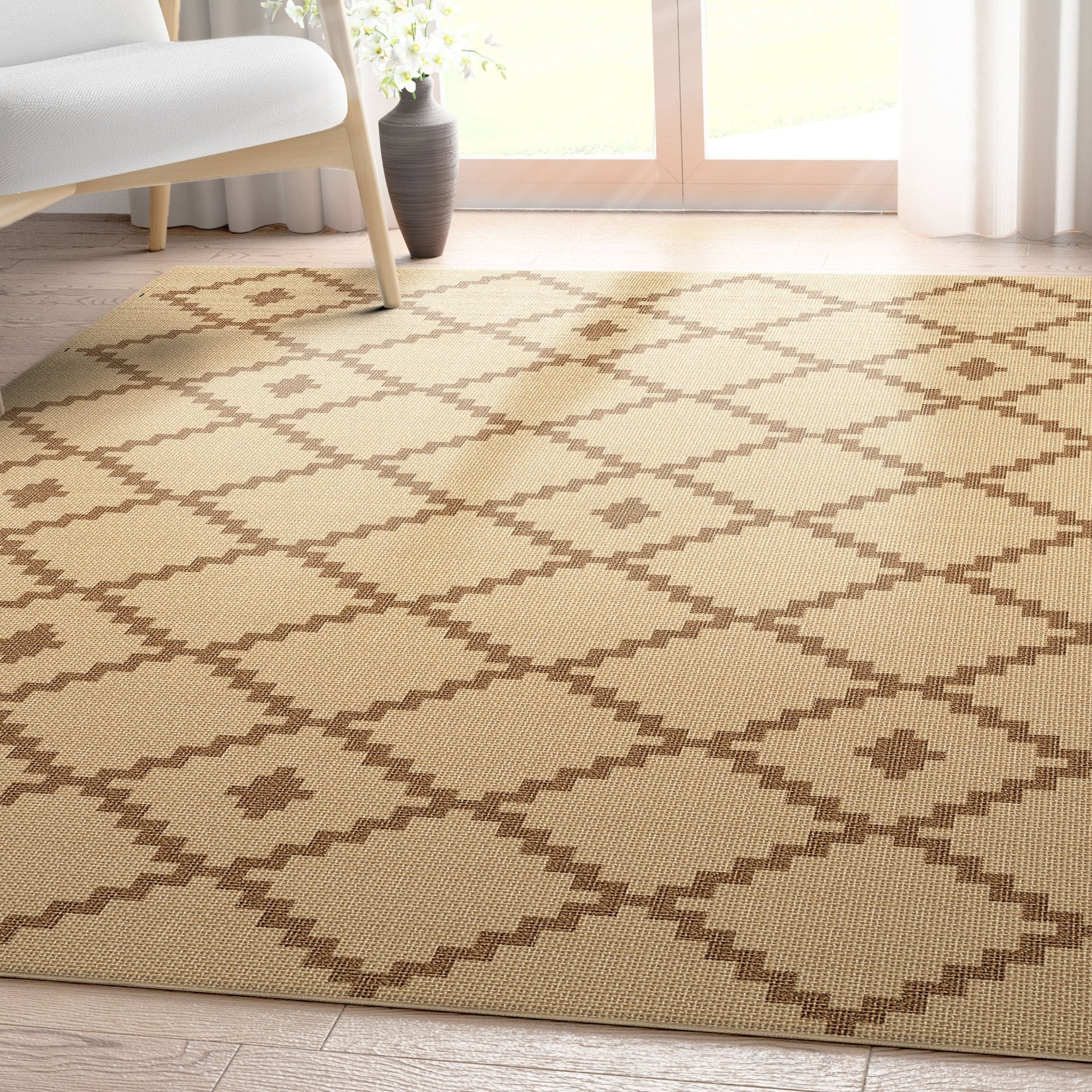 Well-Jute Akita Moroccan Lattice Flatweave Rug Well Woven