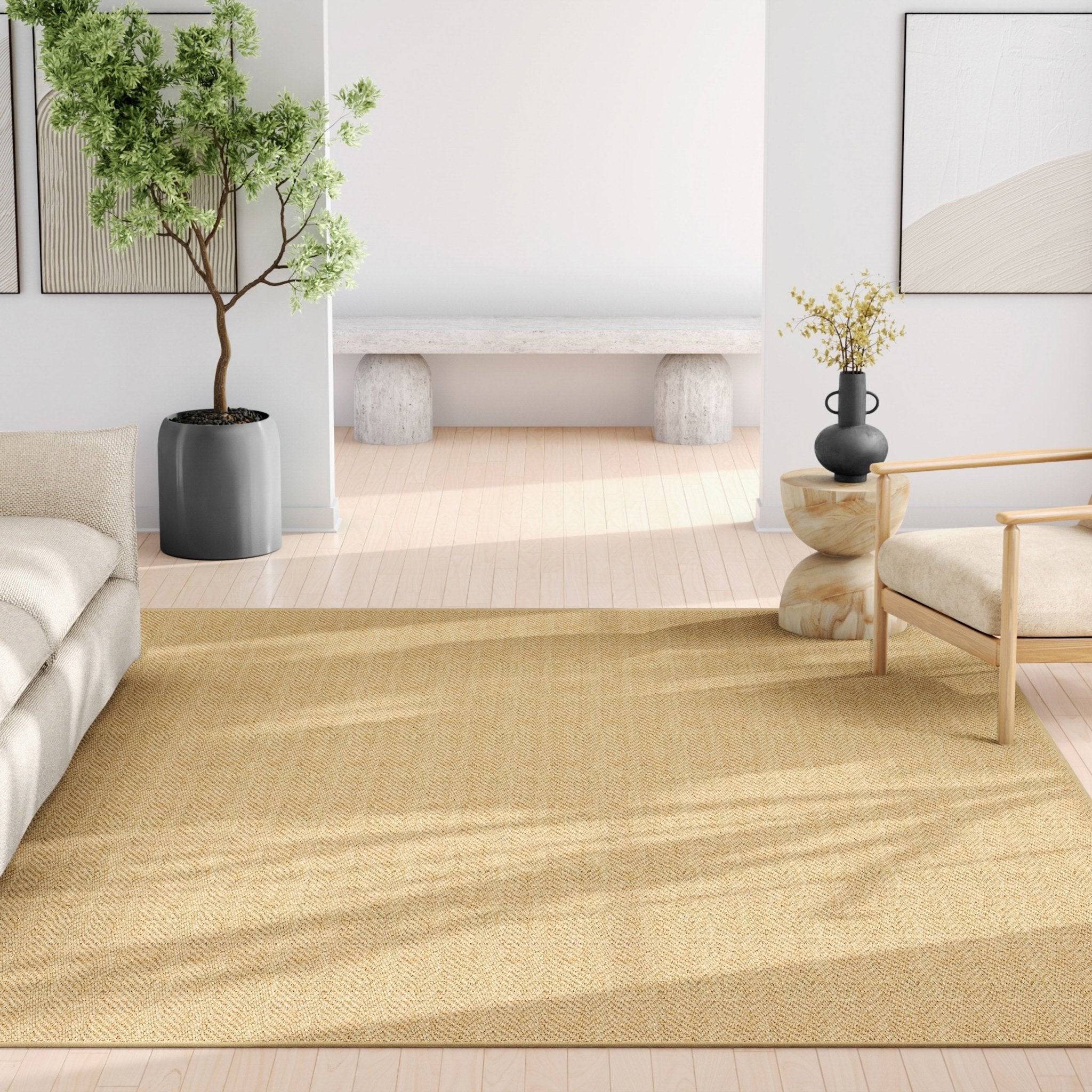 Well-Jute Boerboel Geometric Herringbone Beige Flatweave Rug Well Woven