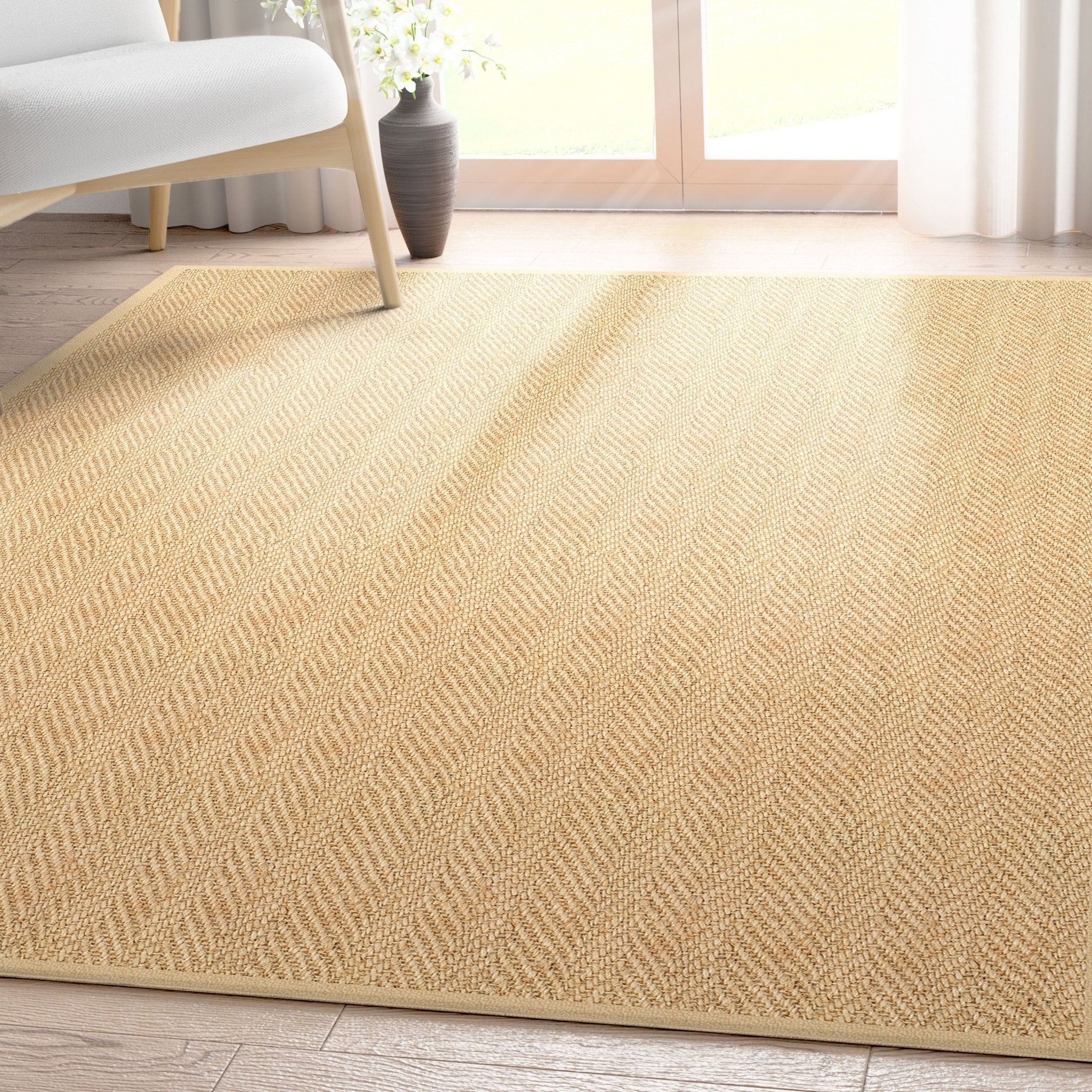 Well-Jute Boerboel Geometric Herringbone Beige Flatweave Rug Well Woven