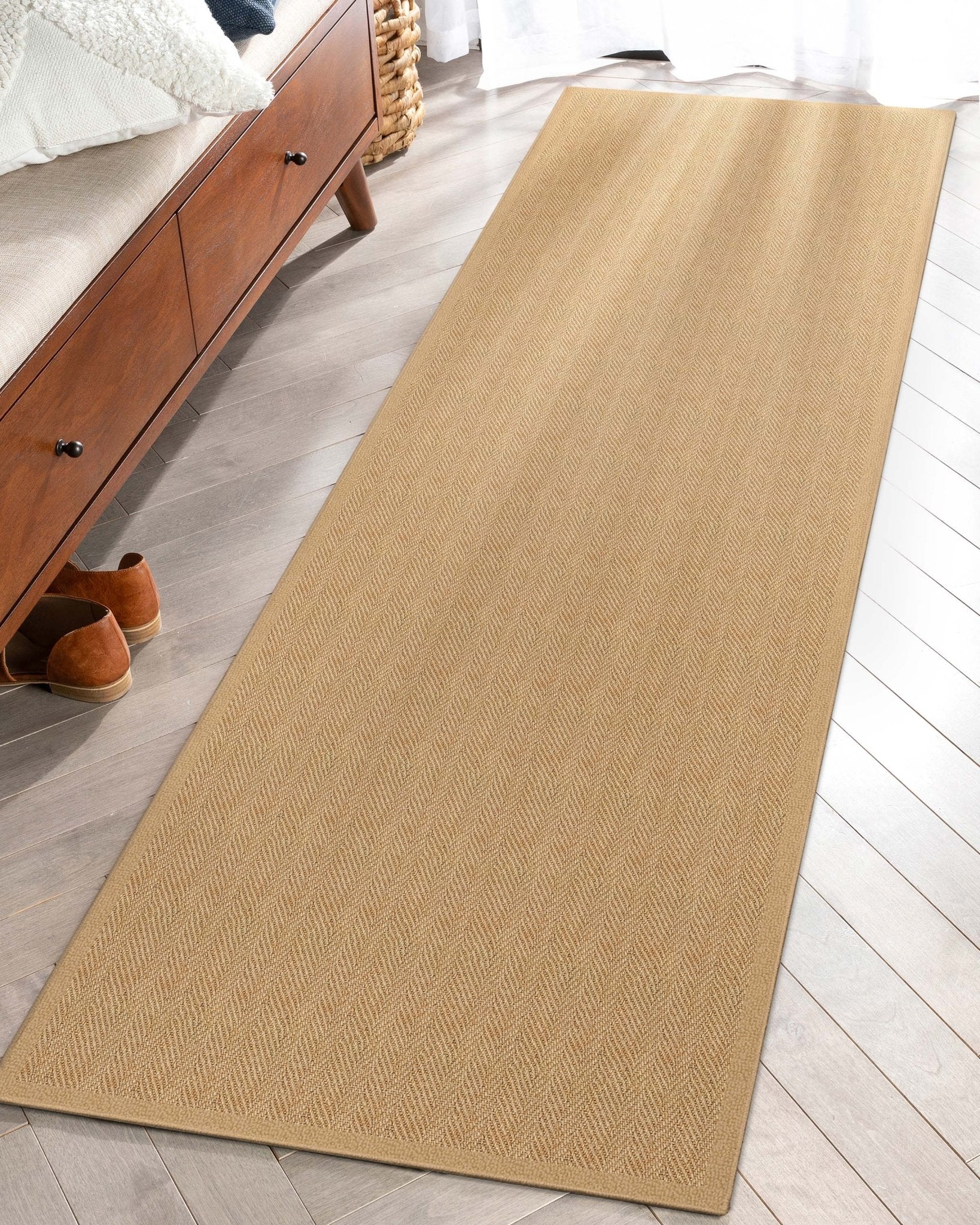 Well-Jute Boerboel Geometric Herringbone Beige Flatweave Rug Well Woven