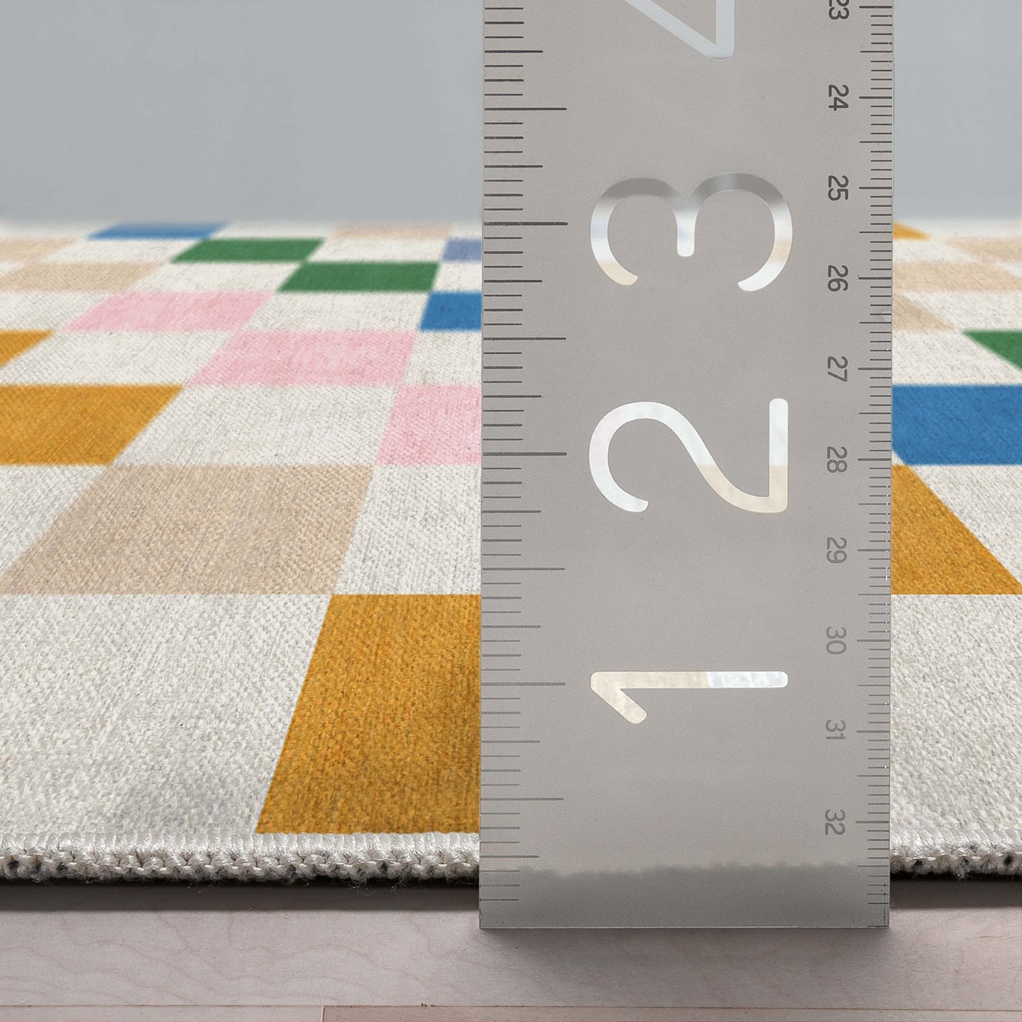 Squares Modern Multi Color Checkered Flat-Weave Kids Rug Well Woven