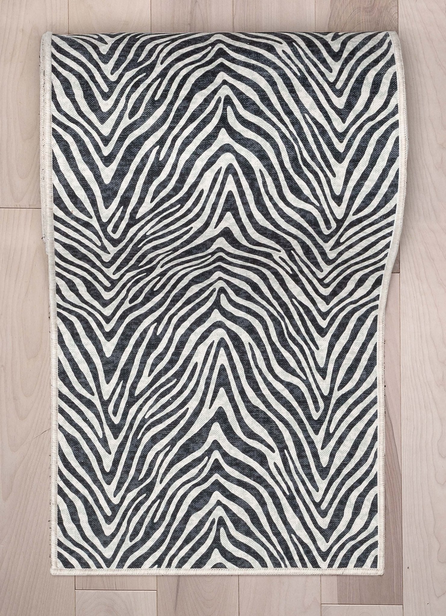 Custom Size Runner Modern Zebra Print Black Choose Your Width x Choose Your Length Hallway Runner Rug Well Woven