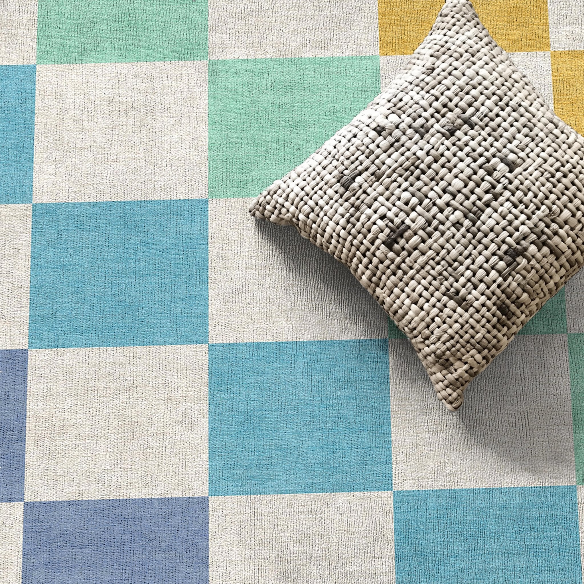 Squares Modern Geometric Boxes Flat-Weave Rug Well Woven