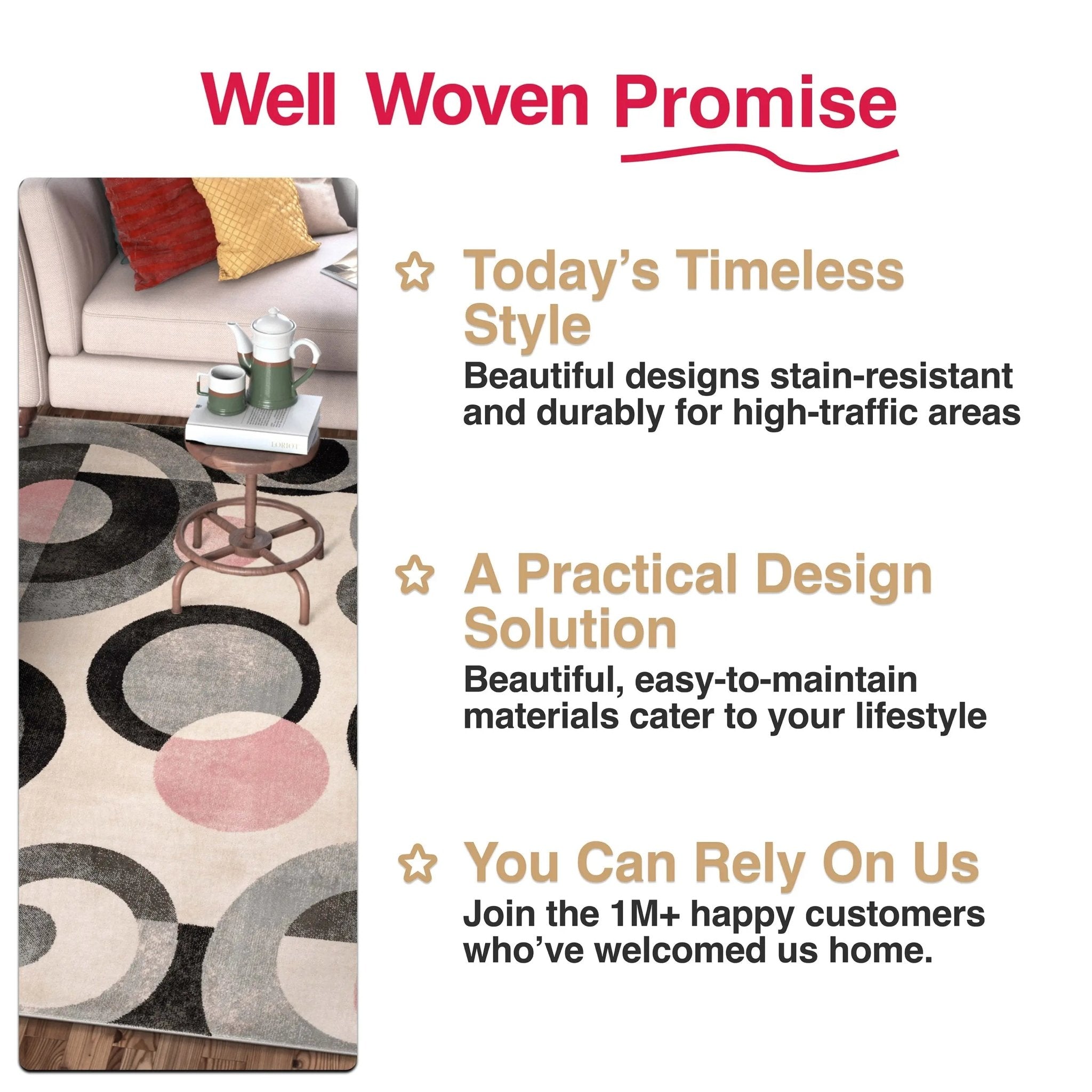 Avi Modern Geometric Grey Blush Rug Well Woven