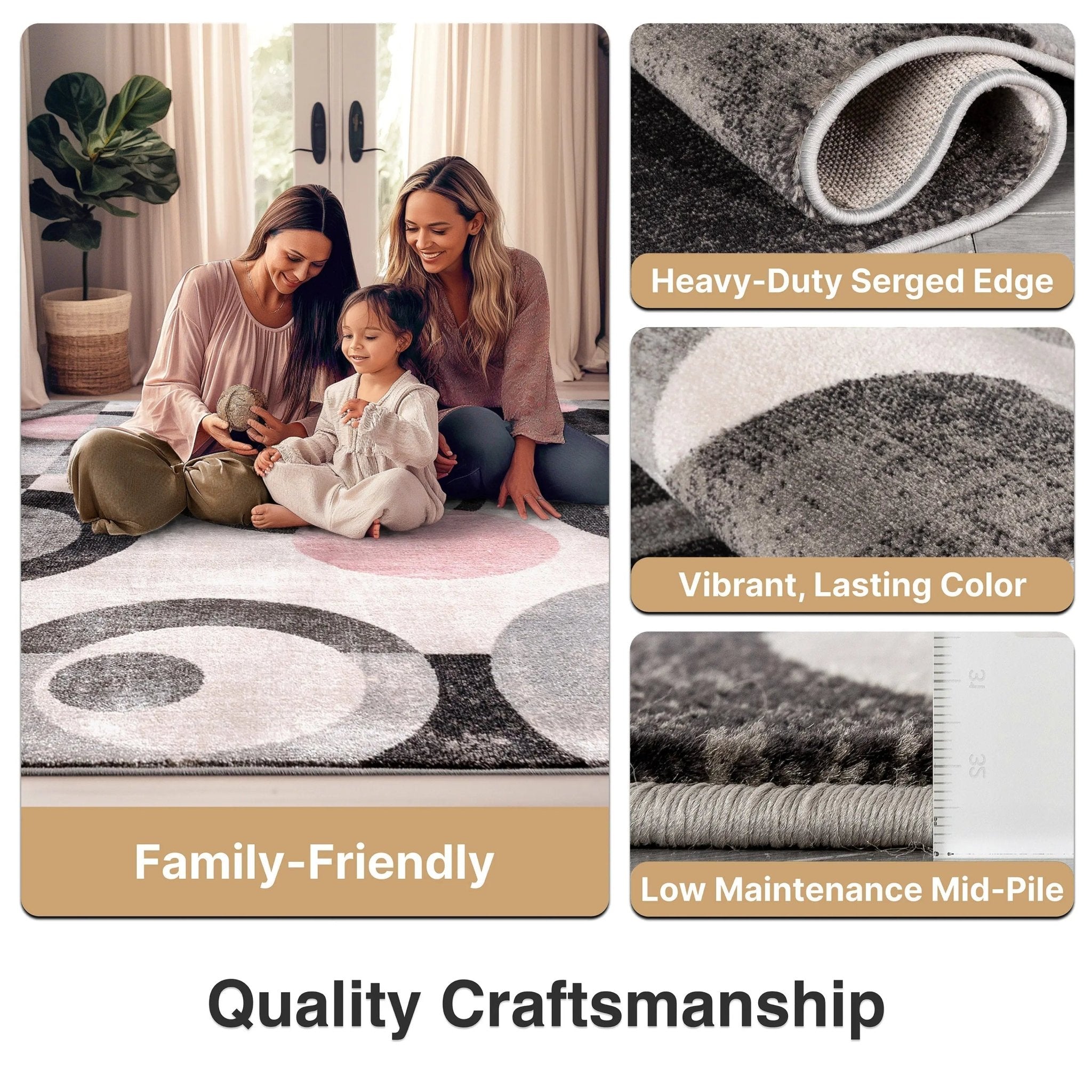 Avi Modern Geometric Grey Blush Rug Well Woven