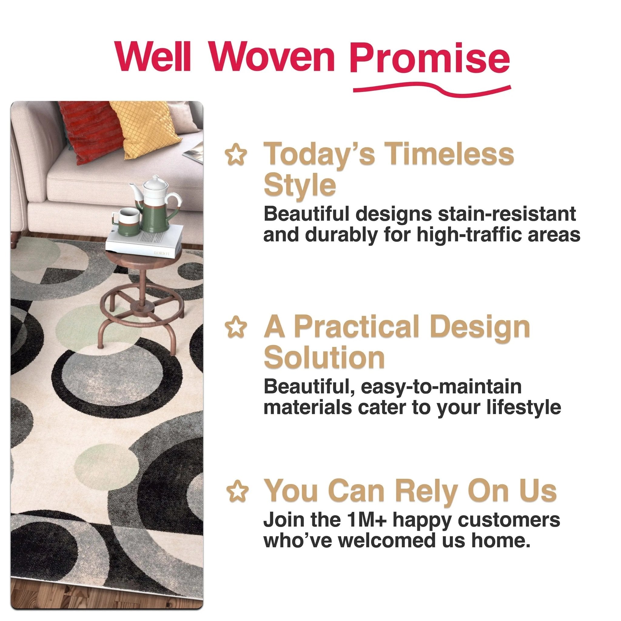 Avi Modern Geometric Grey Green Rug Well Woven