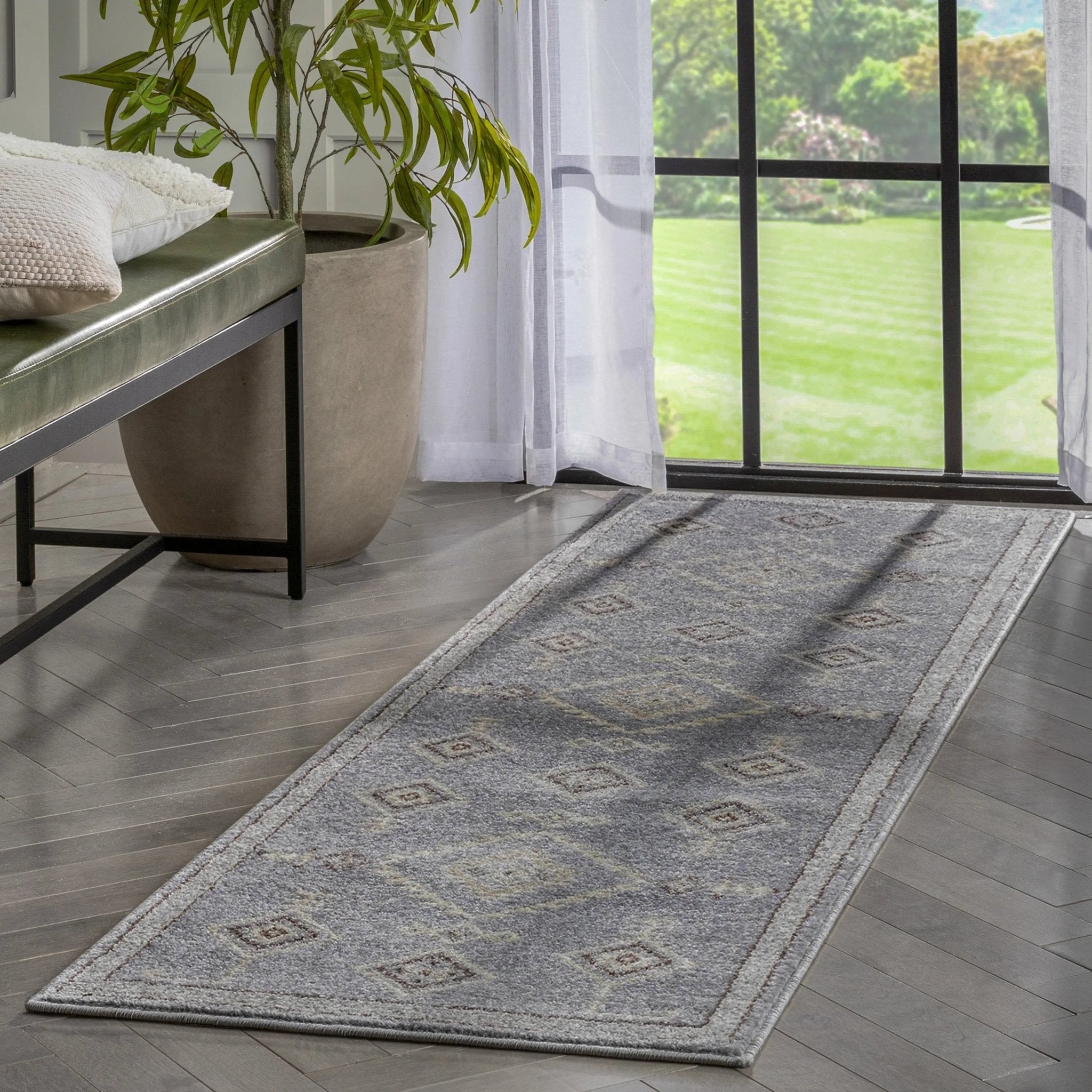 Azra Tribal Medallion Grey Rug Well Woven