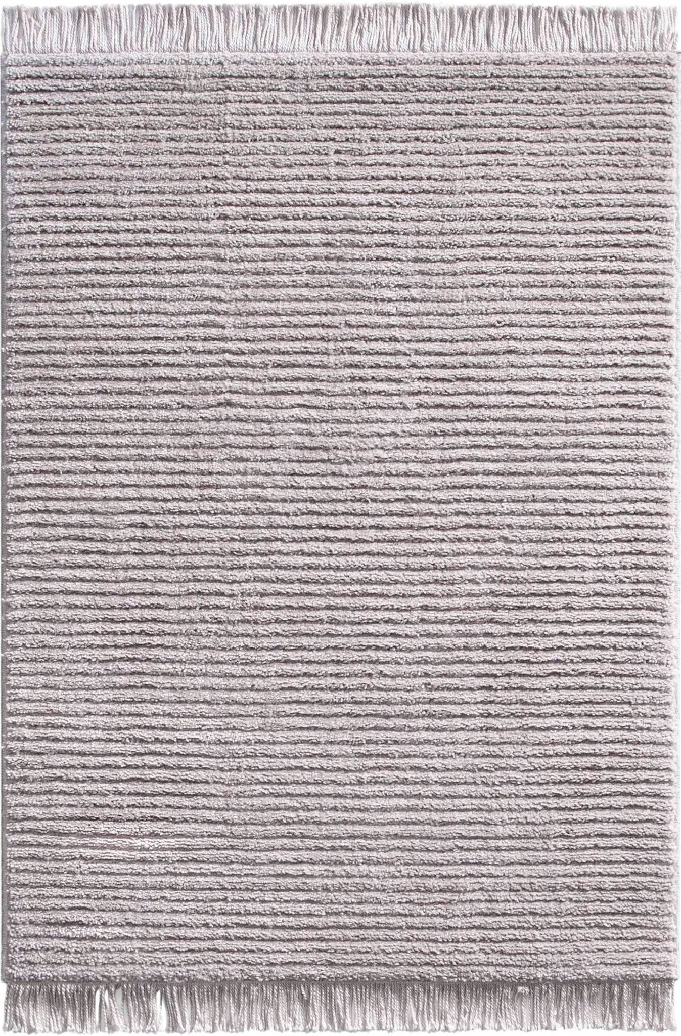 Carlow Solid & Striped Textured Taupe Ivory Ultra Soft High-Low Shag Rug Well Woven