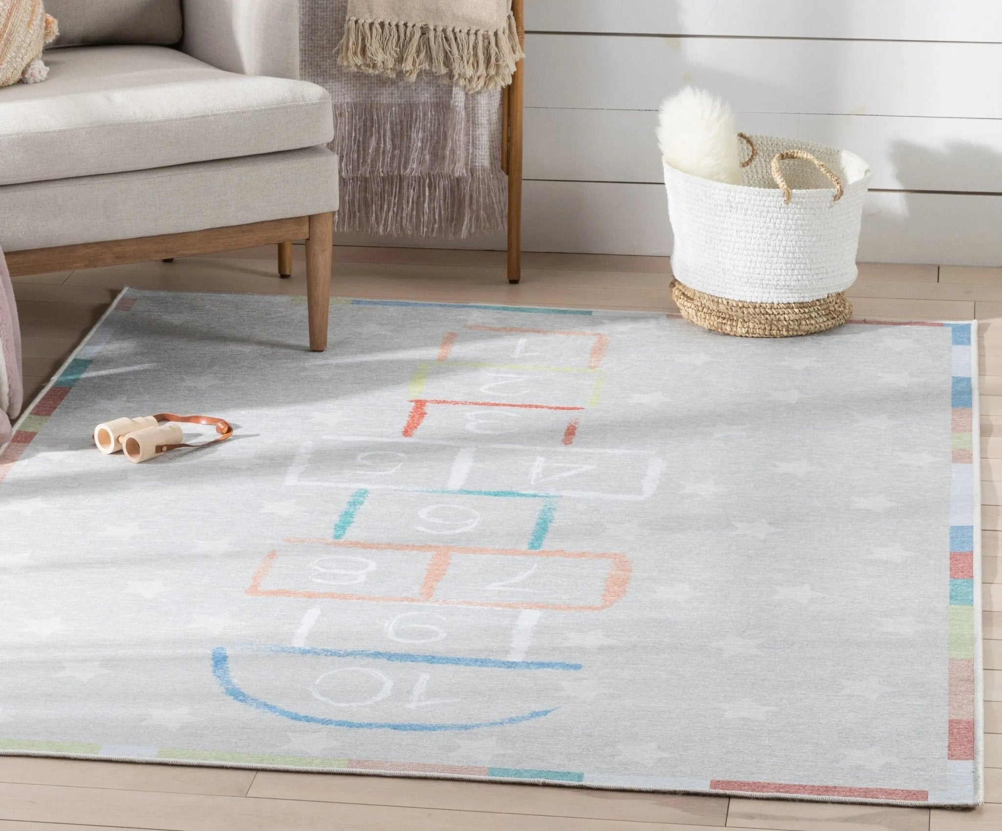 Hopscotch Modern Multi Kids Flat-Weave Rug Well Woven