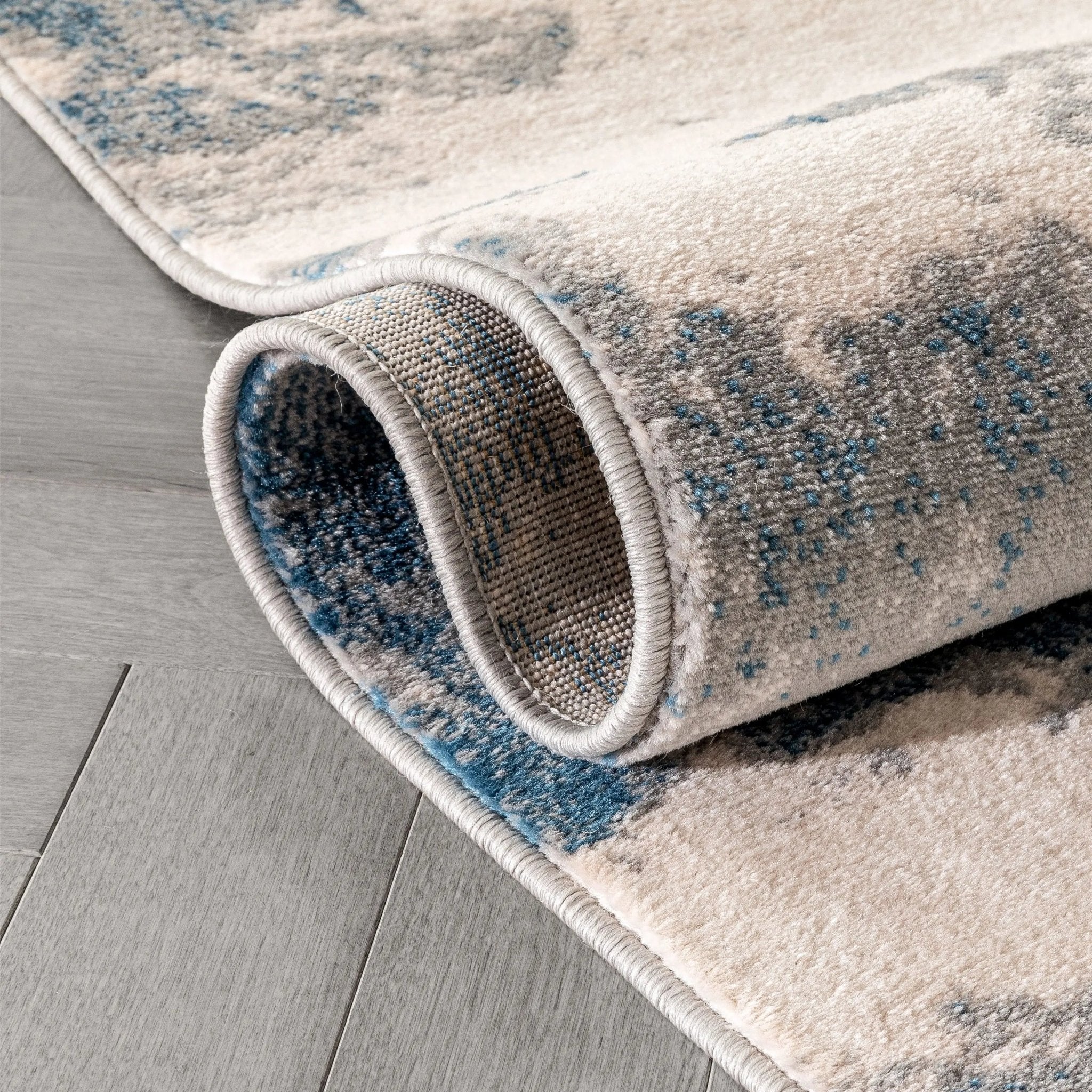 Kalia Modern Abstract Grey Blue Rug Well Woven