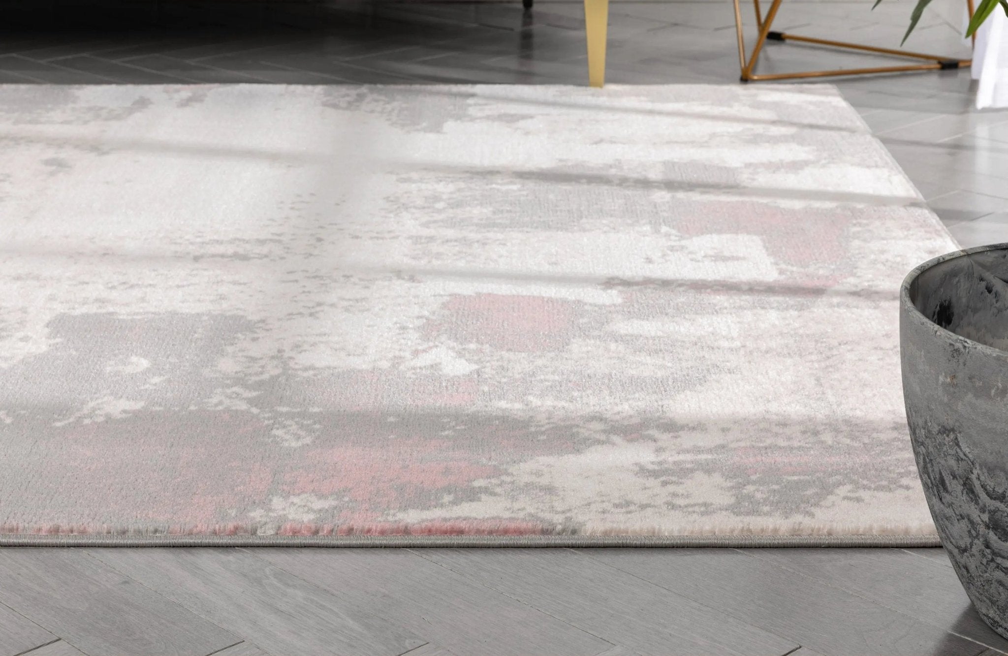 Kalia Modern Abstract Grey Blush Rug Well Woven
