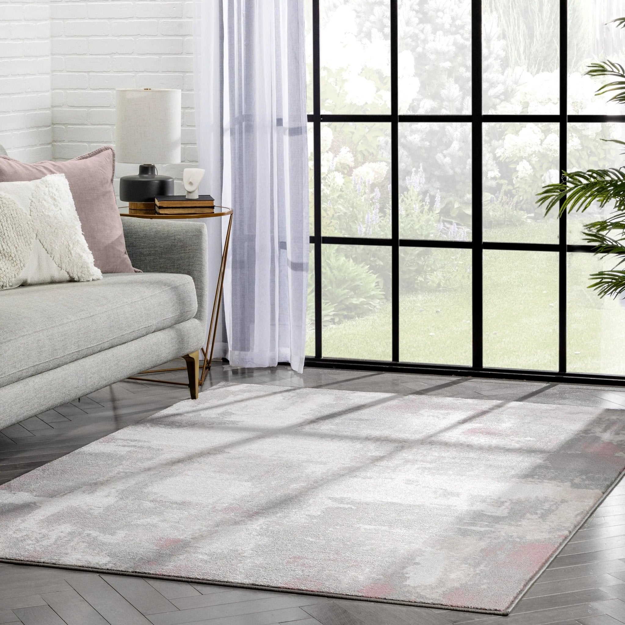 Kalia Modern Abstract Grey Blush Rug Well Woven
