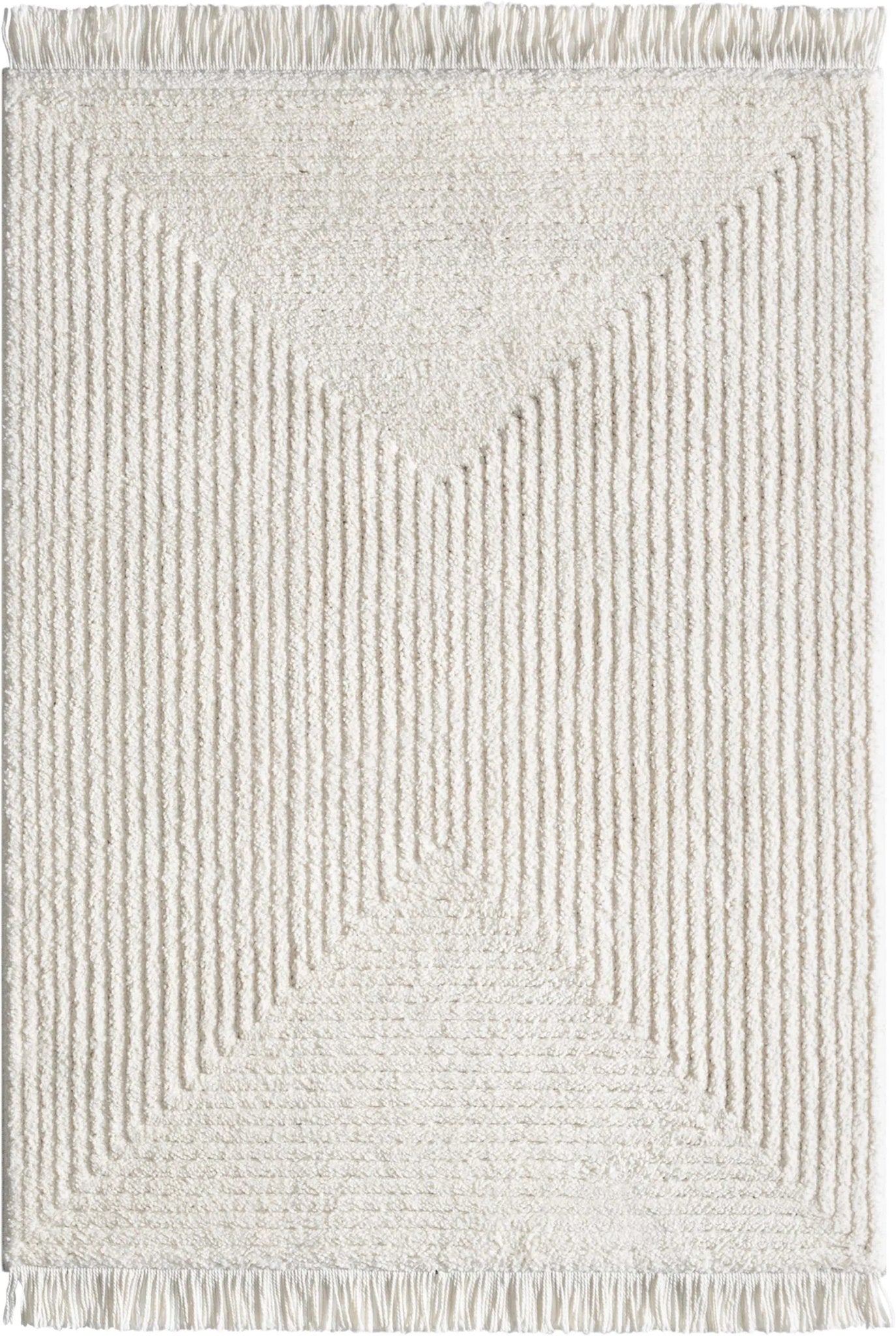 Monroe Solid & Striped Textured Ivory Ultra Soft High-Low Shag Rug Well Woven