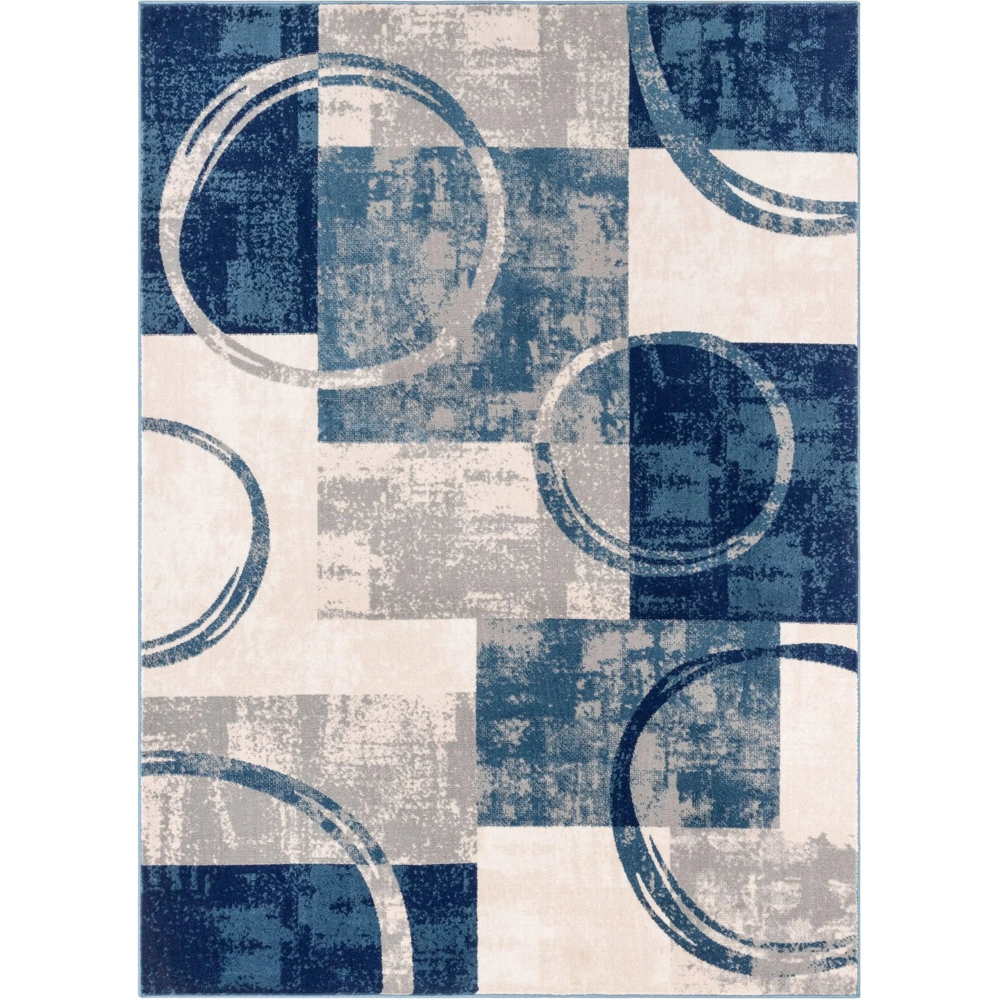 Shai Modern Geometric Grey Blue Rug Well Woven