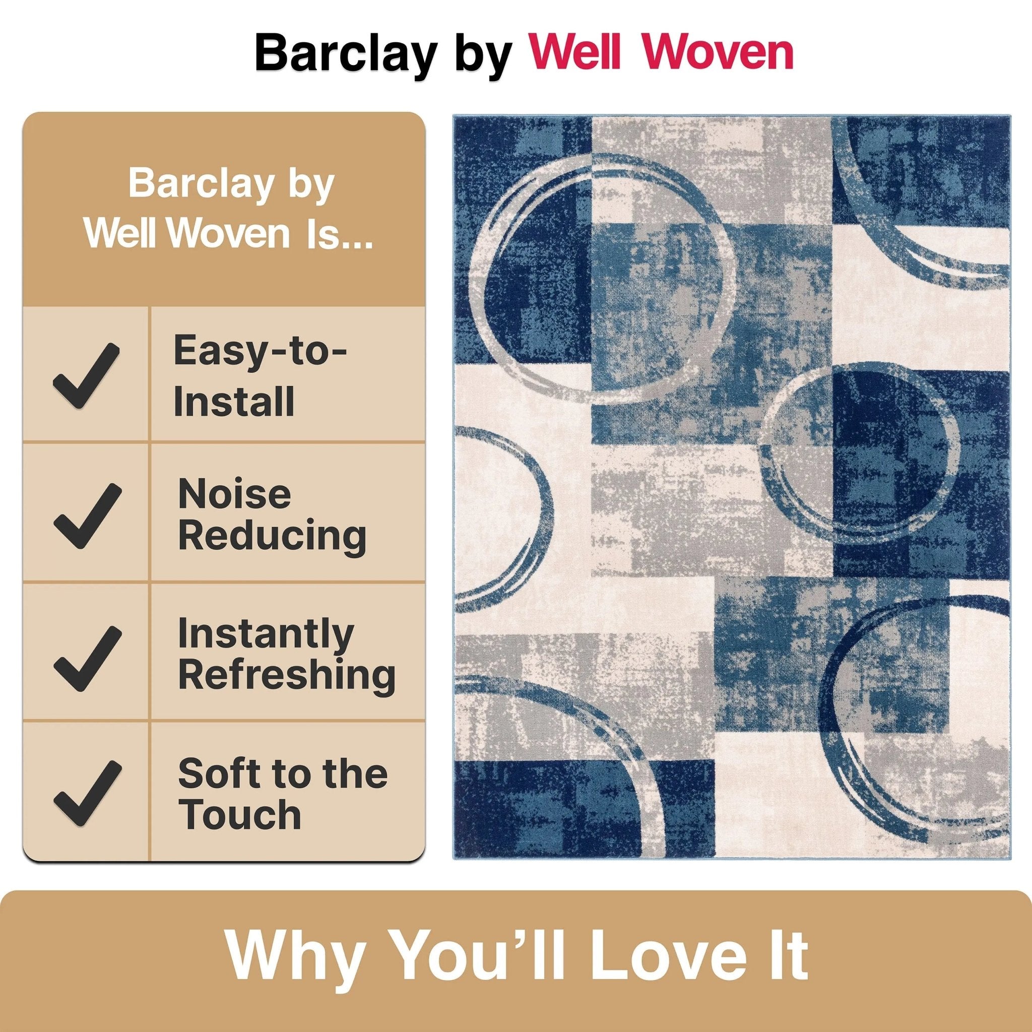 Shai Modern Geometric Grey Blue Rug Well Woven