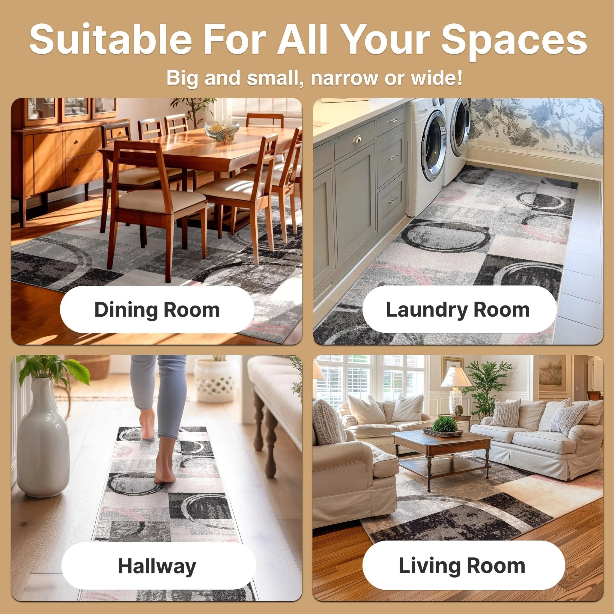 Shai Modern Geometric Grey Blush Rug Well Woven