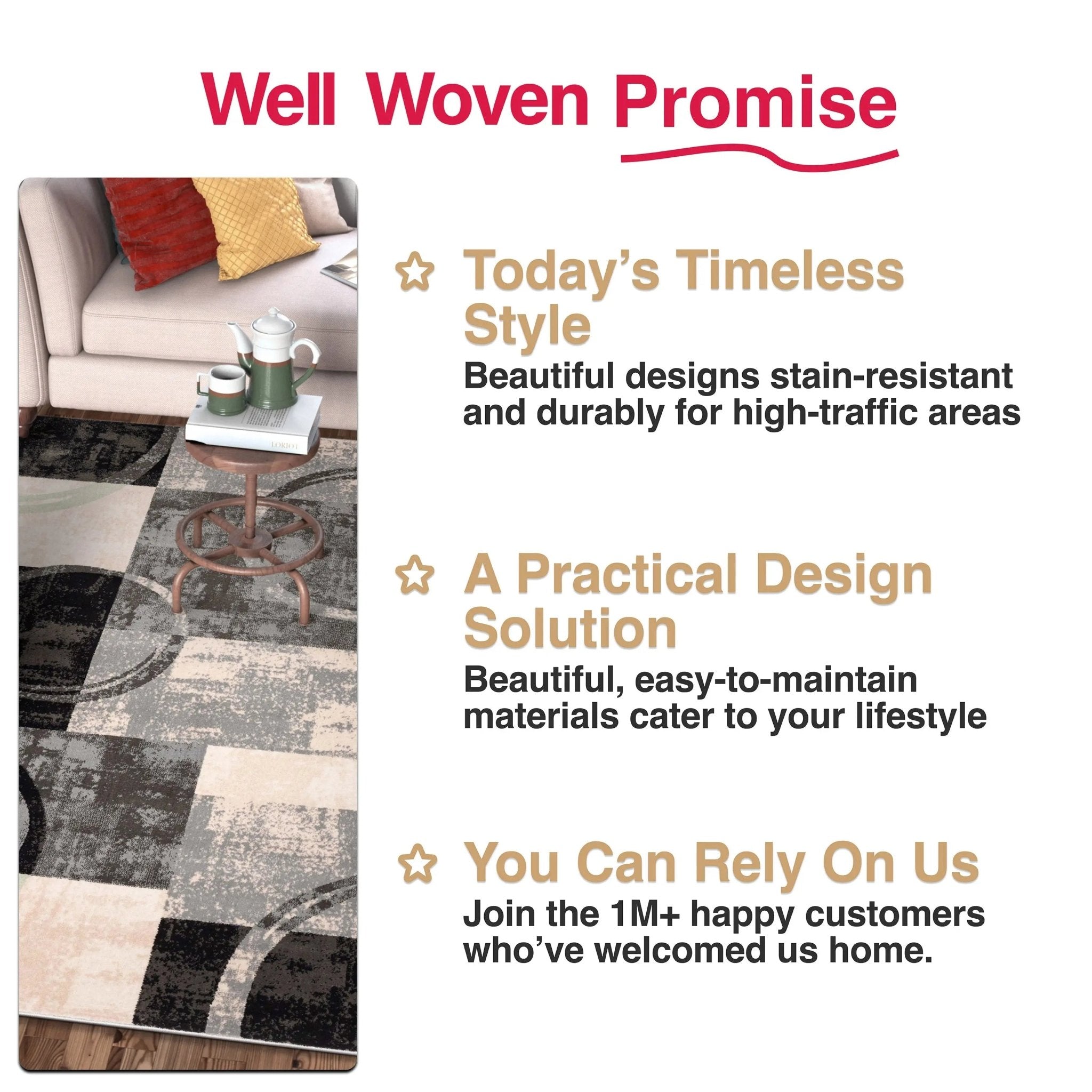 Shai Modern Geometric Grey Green Rug Well Woven